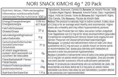 Miniatura 7 de Daechun (Choi's1) Snacks de algas marinas (paquete de 20), original, sal marina, té verde en polvo, vegano, keto, sin gluten, producto de Corea