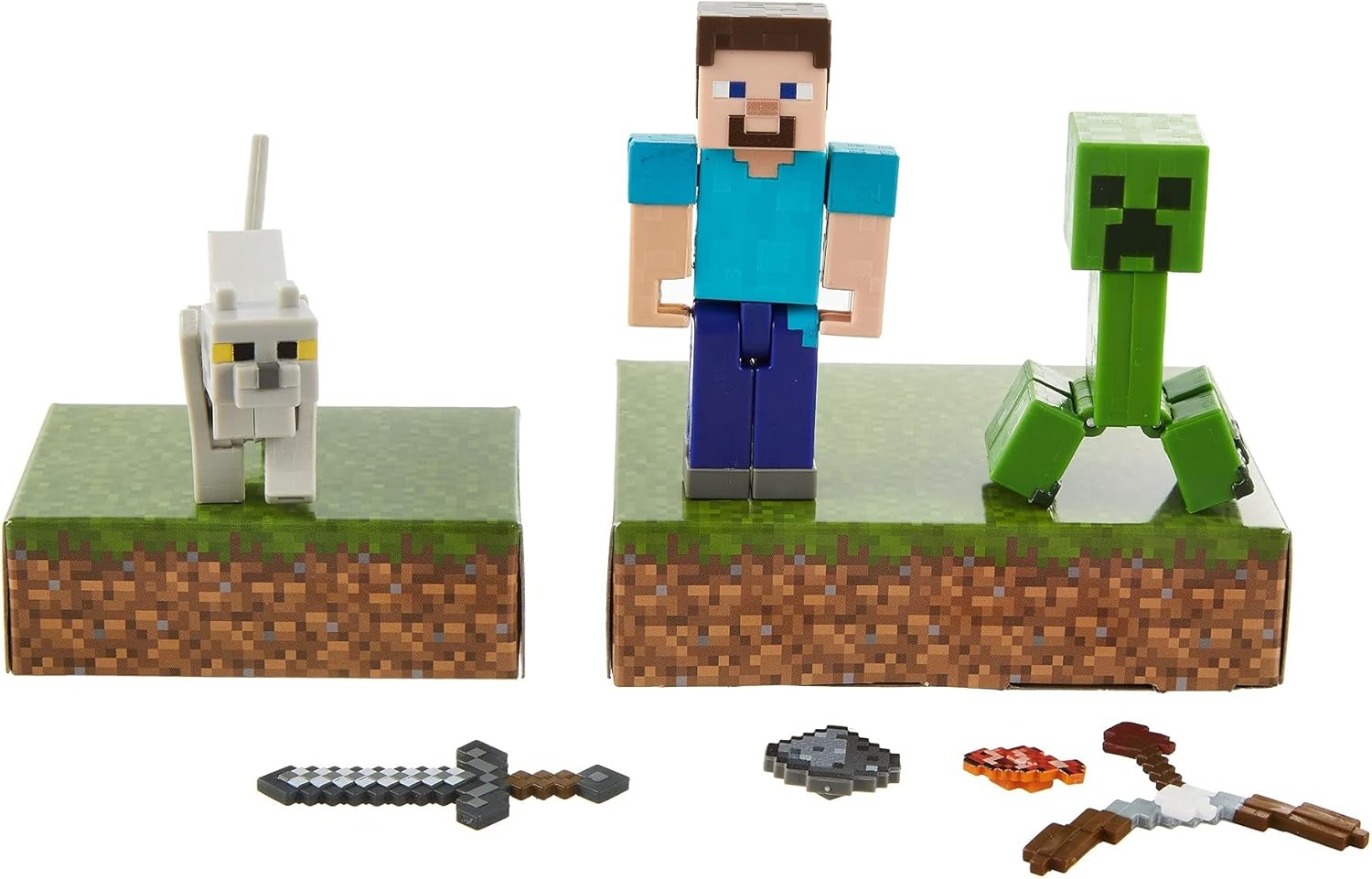 Mattel Minecraft Scaredy Creeper Story Pack with Figures, Weapons, Accessories & Papercraft Environment Blocks, Complete Battle & Action Play in a Box, Toy for Kids Ages 6 Years and Older - Image 3