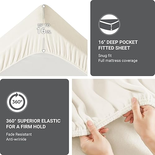 Miniatura 4 de True North by Sleep Philosophy - Juego de sábanas de microvellón, cálidas, acogedoras y con bolsillo profundo de 14pulgadas, con funda de almohada a