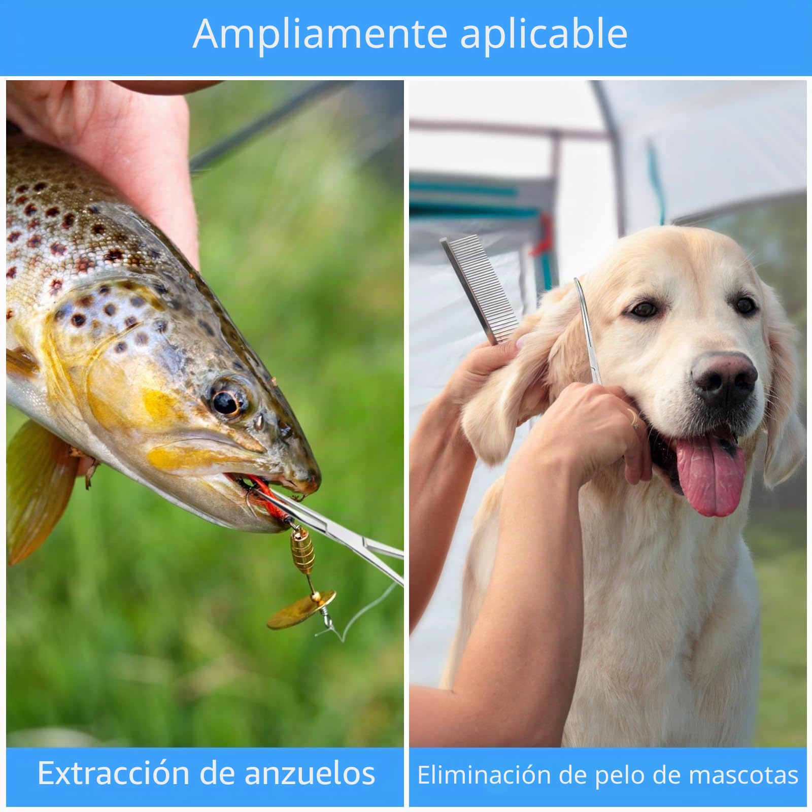 APOMOONS 2 piezas alicates piercing tijeras enfermeria inoxidable pinza pesca dientes sierra 12,5cm