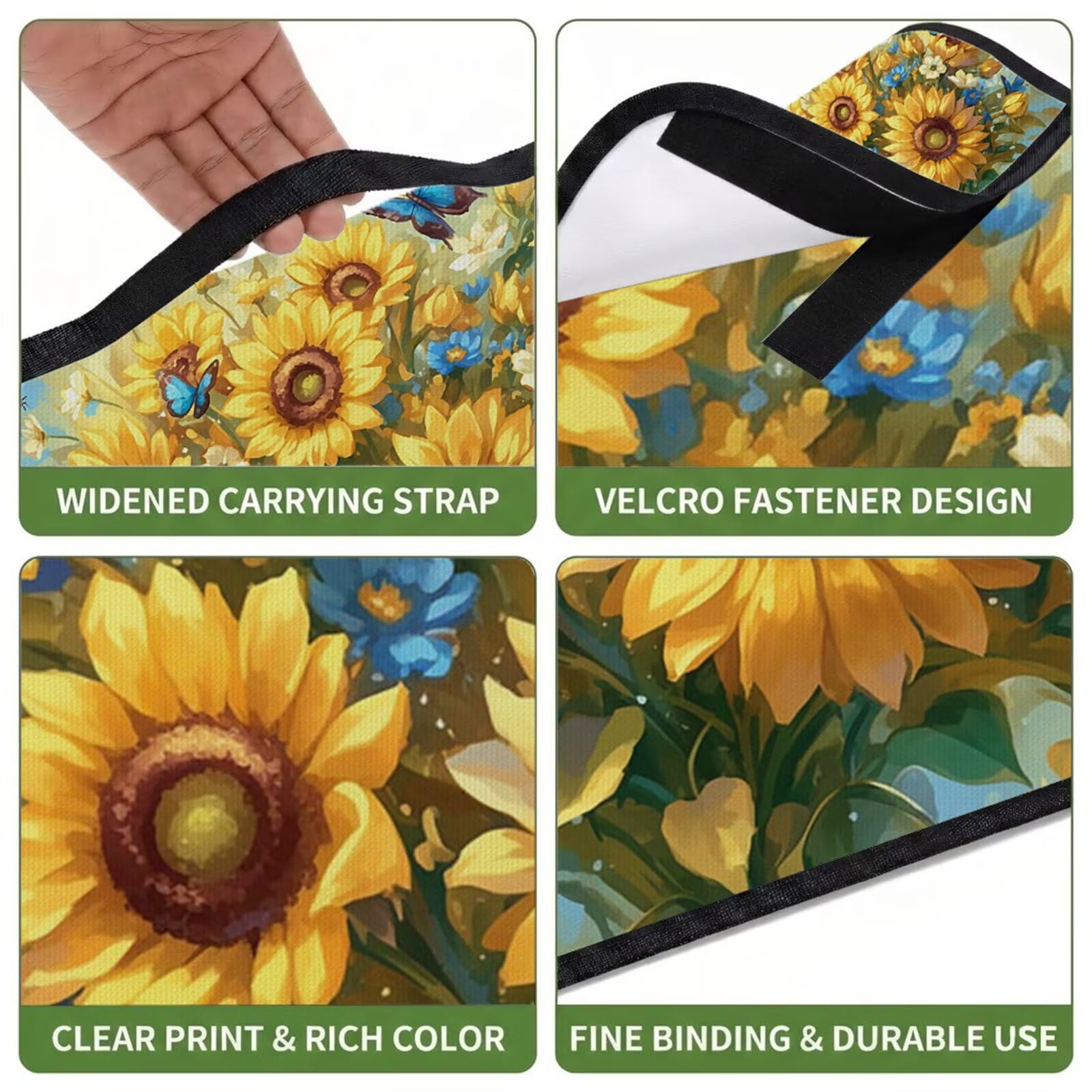 Couverture Pique Nique 200x200cm,Outdoor Couverture Imperméable,Pliable Tapis de Plage Dos en PVC,Grande Picnic Blanket pour Camping Accessoires,Jardin,Parc,Famille - Tournesol,Une Plante UZ-604