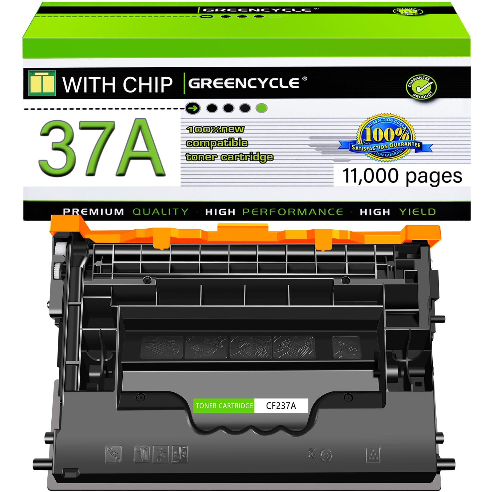 greencycle Compatible Toner Cartridge Replacement for HP 37A CF237A 37X Work for Enterprise M607 M608 M607n M607dn M608n M608dn M608x M609 M609x MFP