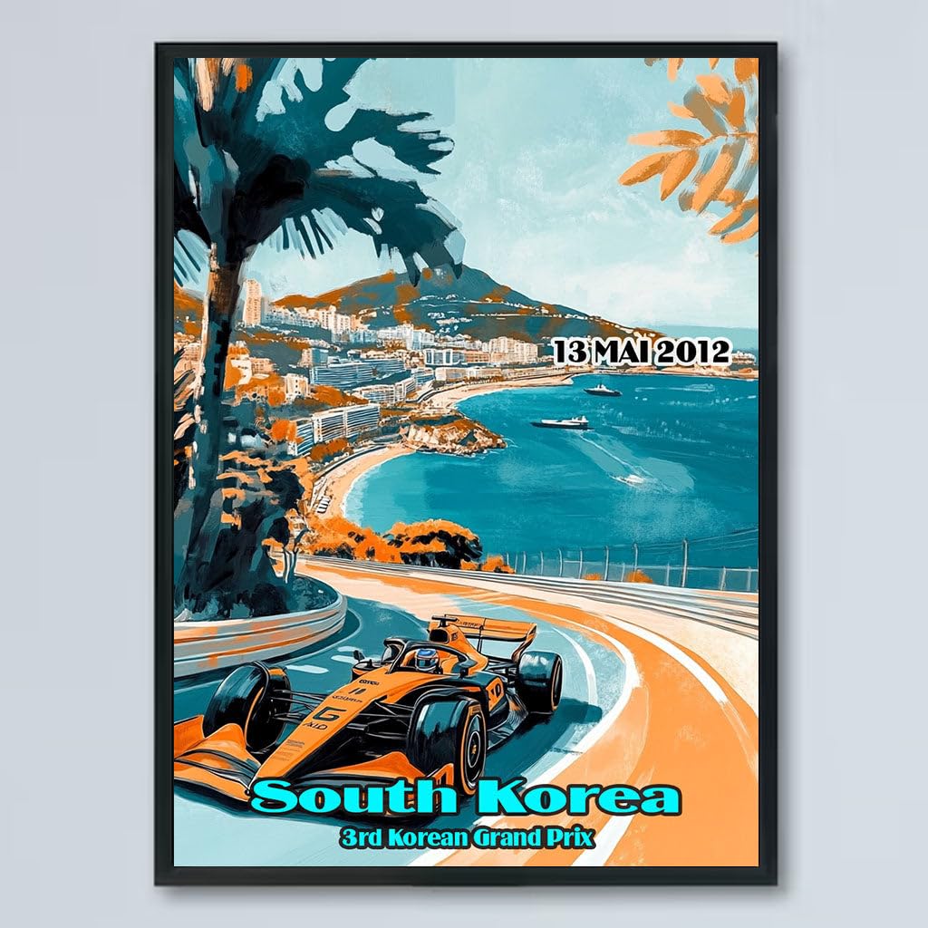 Vintage Style Grand Prix Auto Racing Poster - South Korea- MAI 2012-3rd Korean Grand Prix- Race Unframed Wall Art Print Poster For Gifts and Wall Art Decor for Living Room, Office KLweOj
