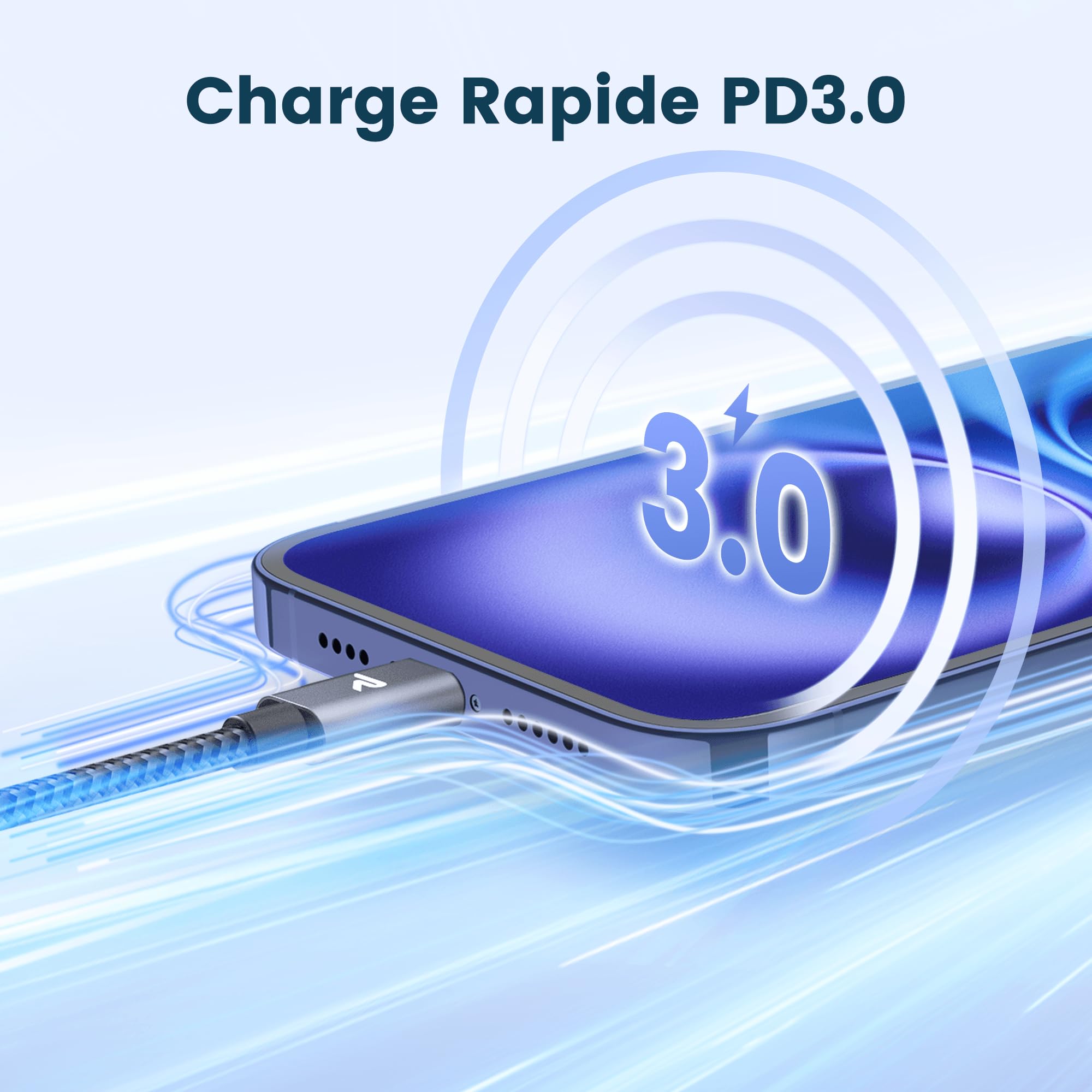 RAMPOW Cavo USB C a USB C Cavo USB C 100W, Cavo iPhone 16 Ricarica Rapida 2M, Cavo iPhone 15 USB Type-C per iPhone 15/15 Pro/16/16 Pro, Samsung S23/S22/S21/S20, iPad Pro/Air, Xiaomi - Grigio Siderale
