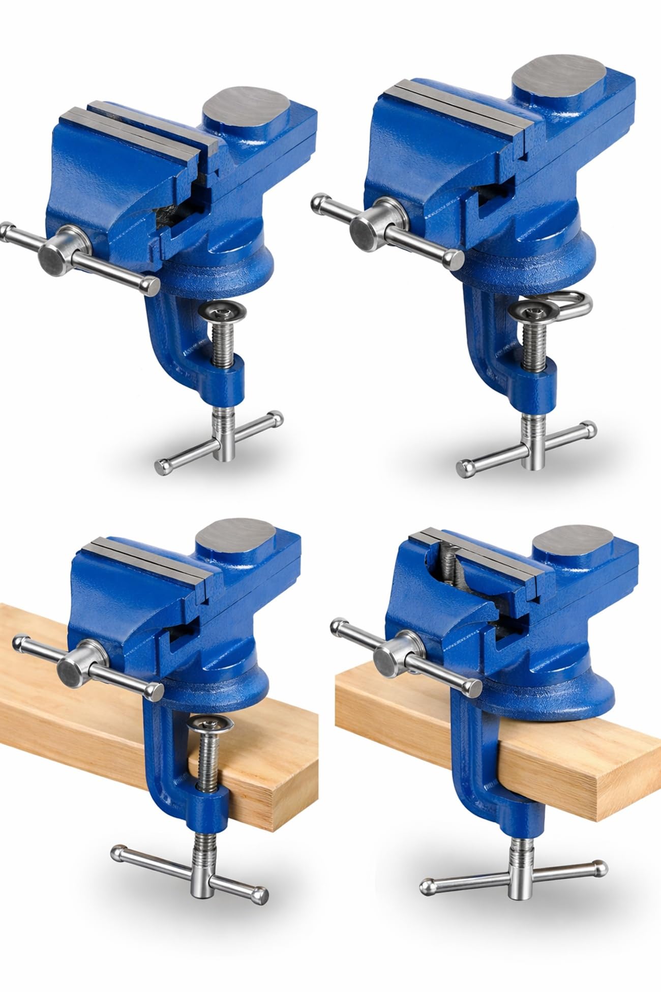 Morsa da Banco da Tavolo con Incudine, 60mm Morsa da Banco Morsetto con Base Girevole 360° Utile per Falegnameria Carpenteria Strumento di Riparazione