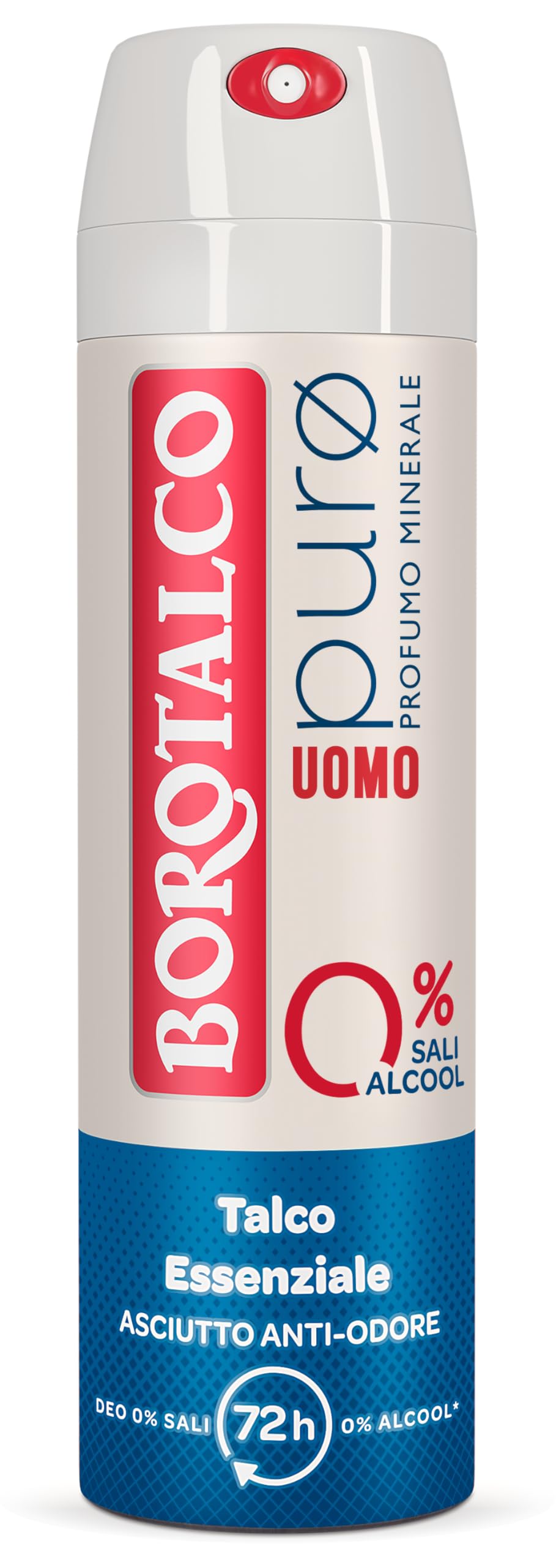 Borotalco, Deodorant-Spray für Herren, Mineralduft mit essentiellem Talkum, Formel ohne Alkohol und Aluminiumsalze, trocken gegen Gerüche, 72h Wirksamkeit - 1 Flasche mit 150 ml