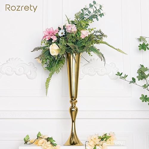 Miniatura 4 de 4 piezas de jarrón dorado para centros de mesa de boda para mesas de 22.5 pulgadas de alto, jarrones dorados para centros de mesa, soporte