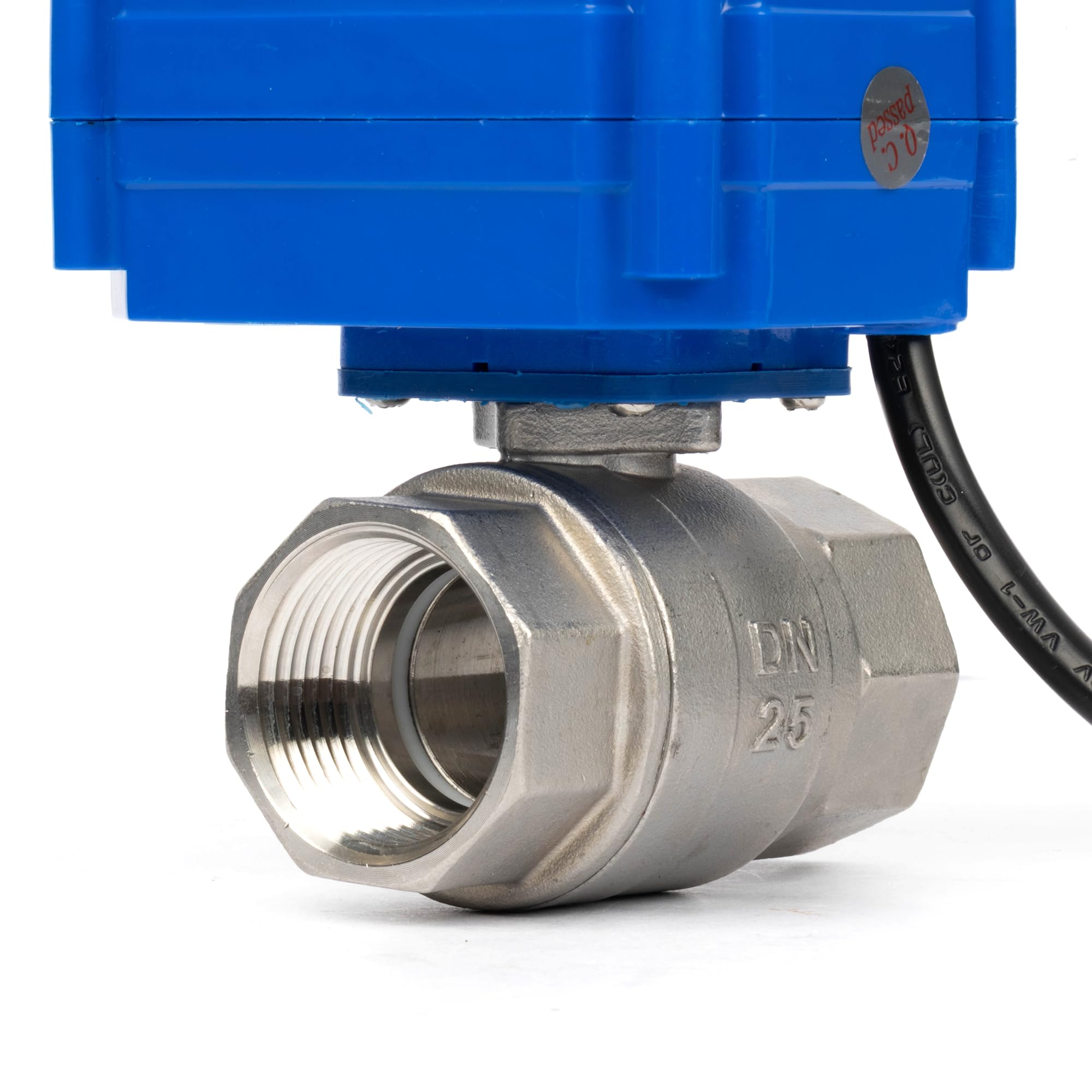 U.S. Solid Válvula de bola motorizada 220 V CA con conector DN25 de 1 pulgada, abierta sin corriente, válvula de bola eléctrica de acero inoxidable de 2 vías, retorno automático