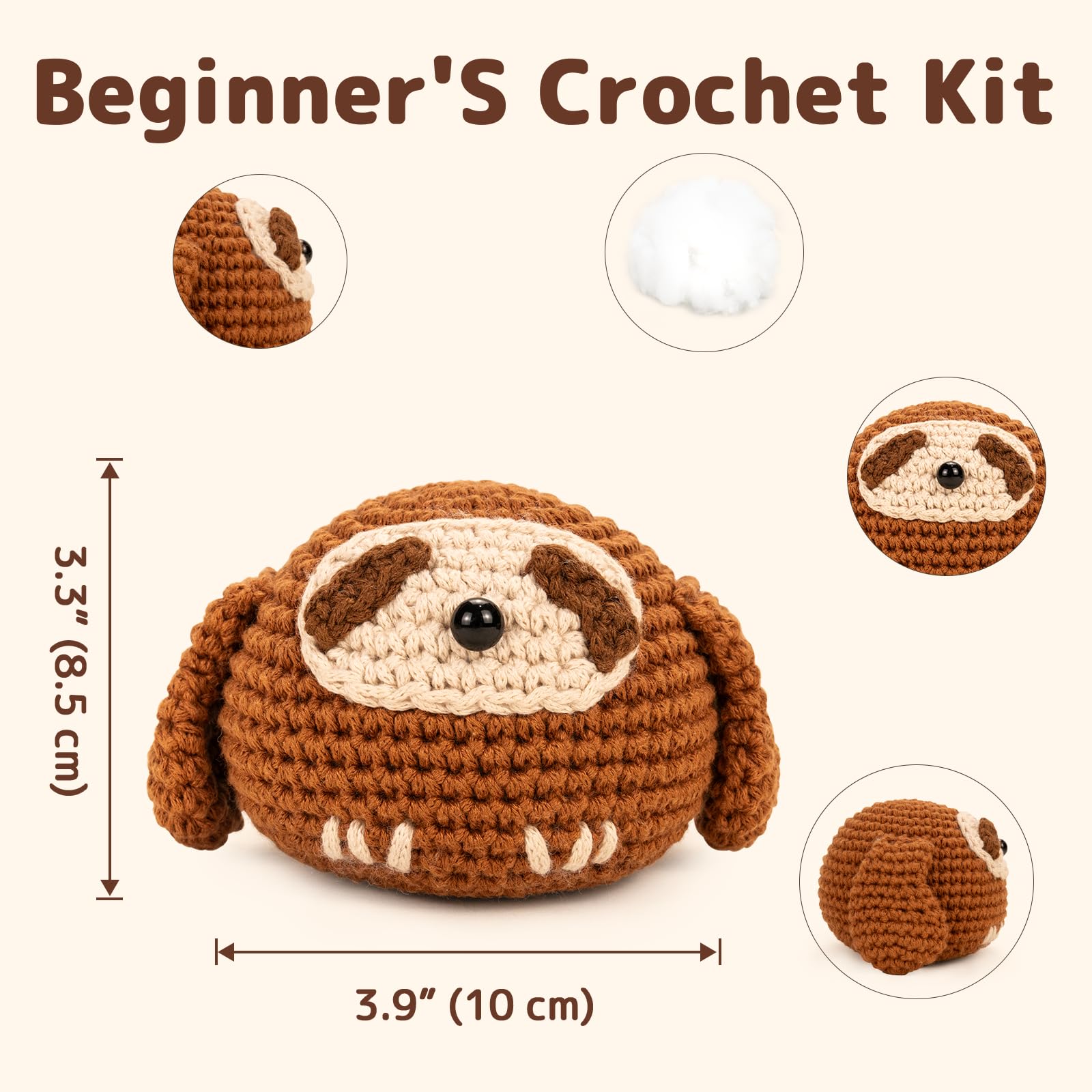 Yeezhee Kit de ganchillo para principiantes – Juego completo de iniciación de animales amigurumi con tutoriales en video paso a paso, hilo y gancho de ganchillo, regalo de peluche fácil para adultos y