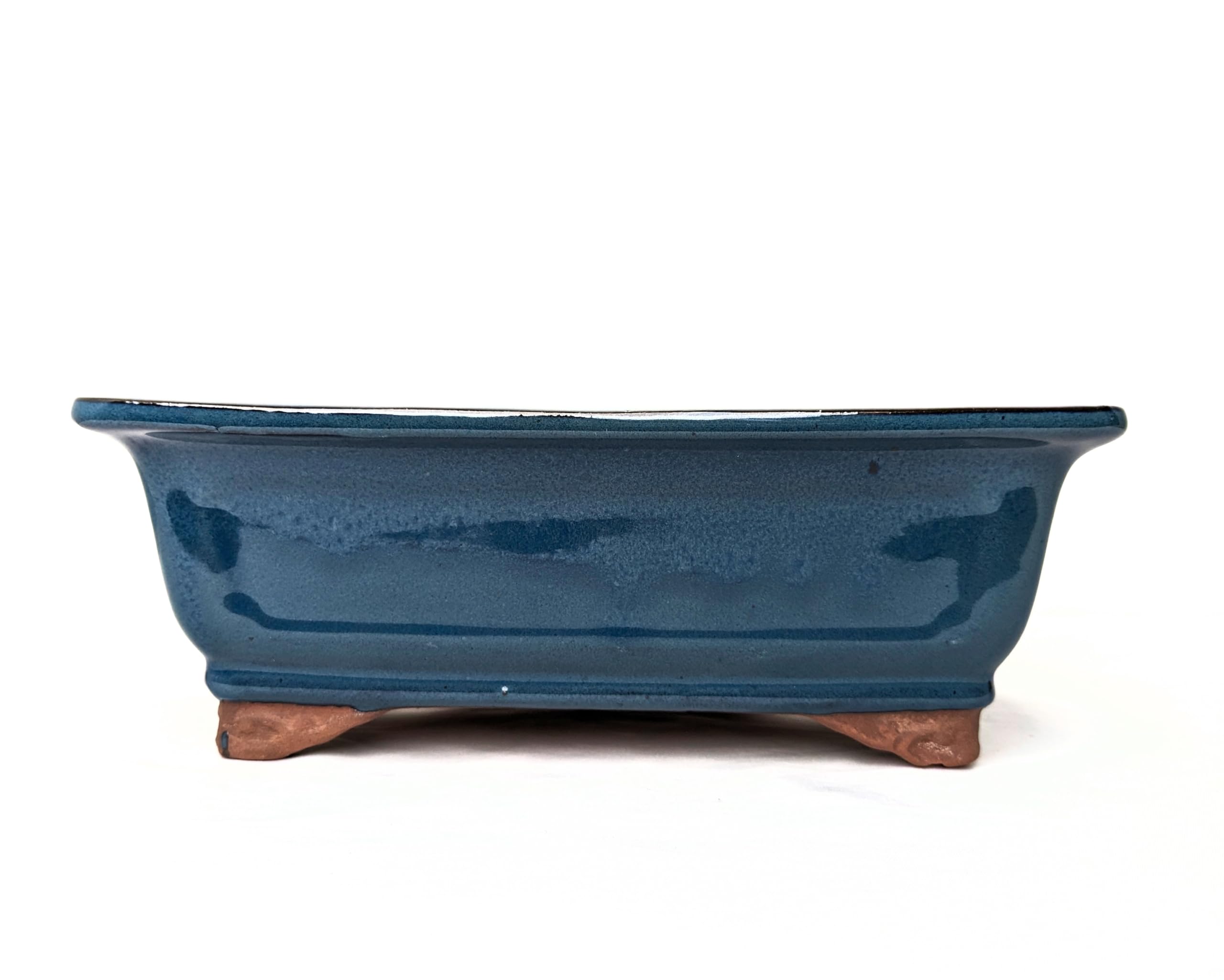 Glazed Ceramic Bonsai Pots without trays (Metallic Blue, 26cm)