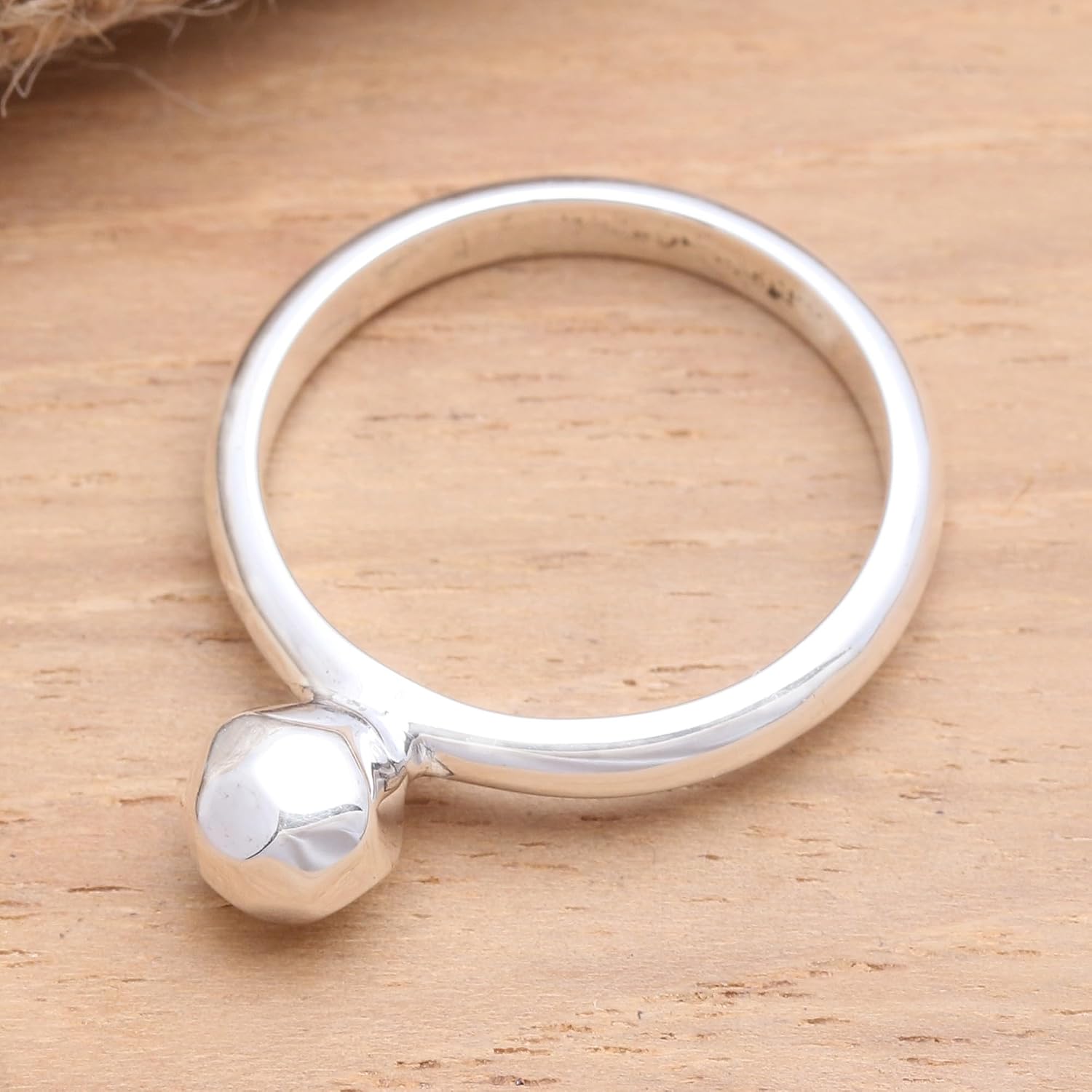 NOVICA Artisan Handmade .925 Sterling Silver Ring Bauble from Bali Artisan Cocktail Indonesia Modern 'Singular Idea'
