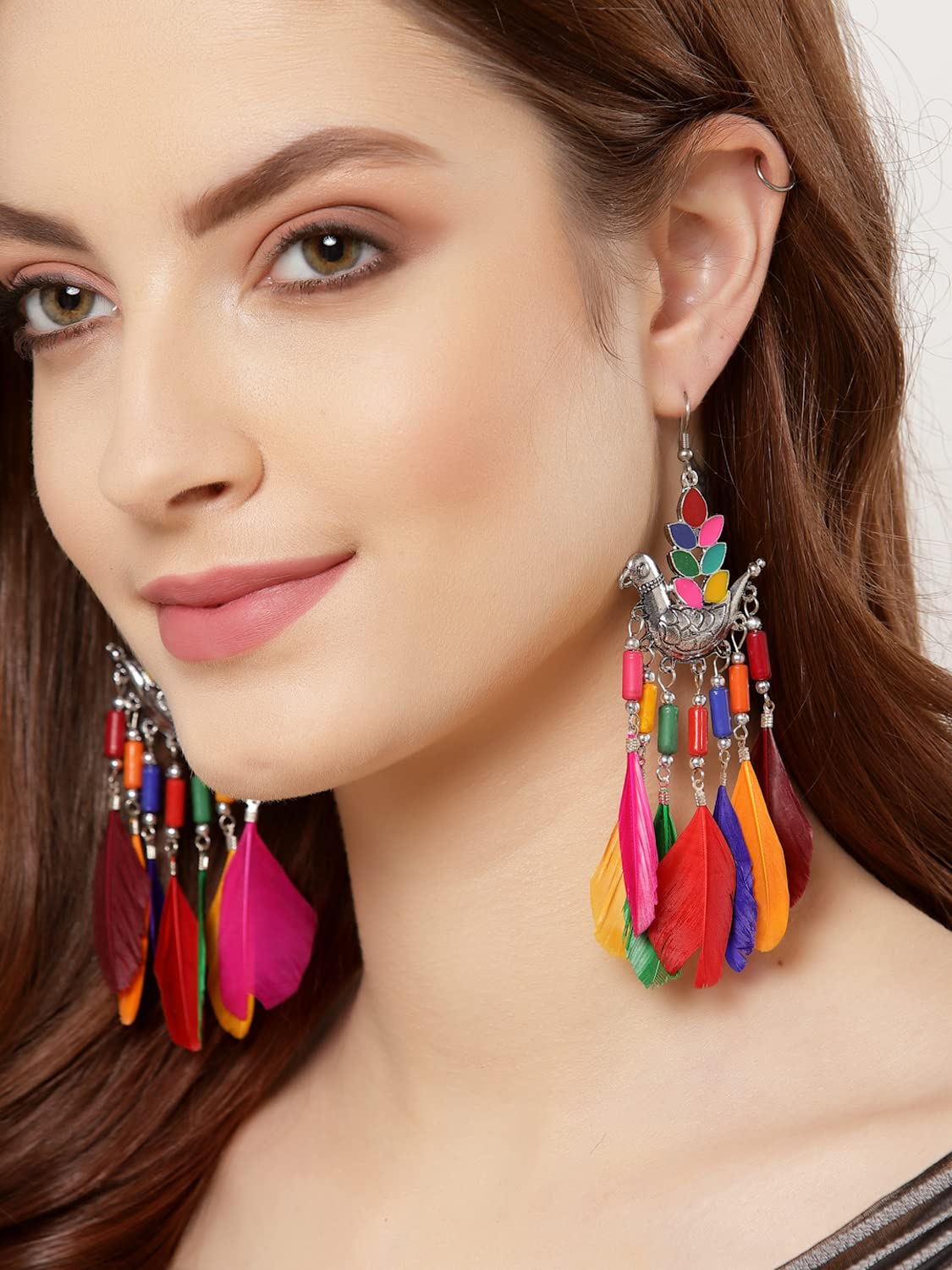 Stylish Oxidised Feather Earrings for Women