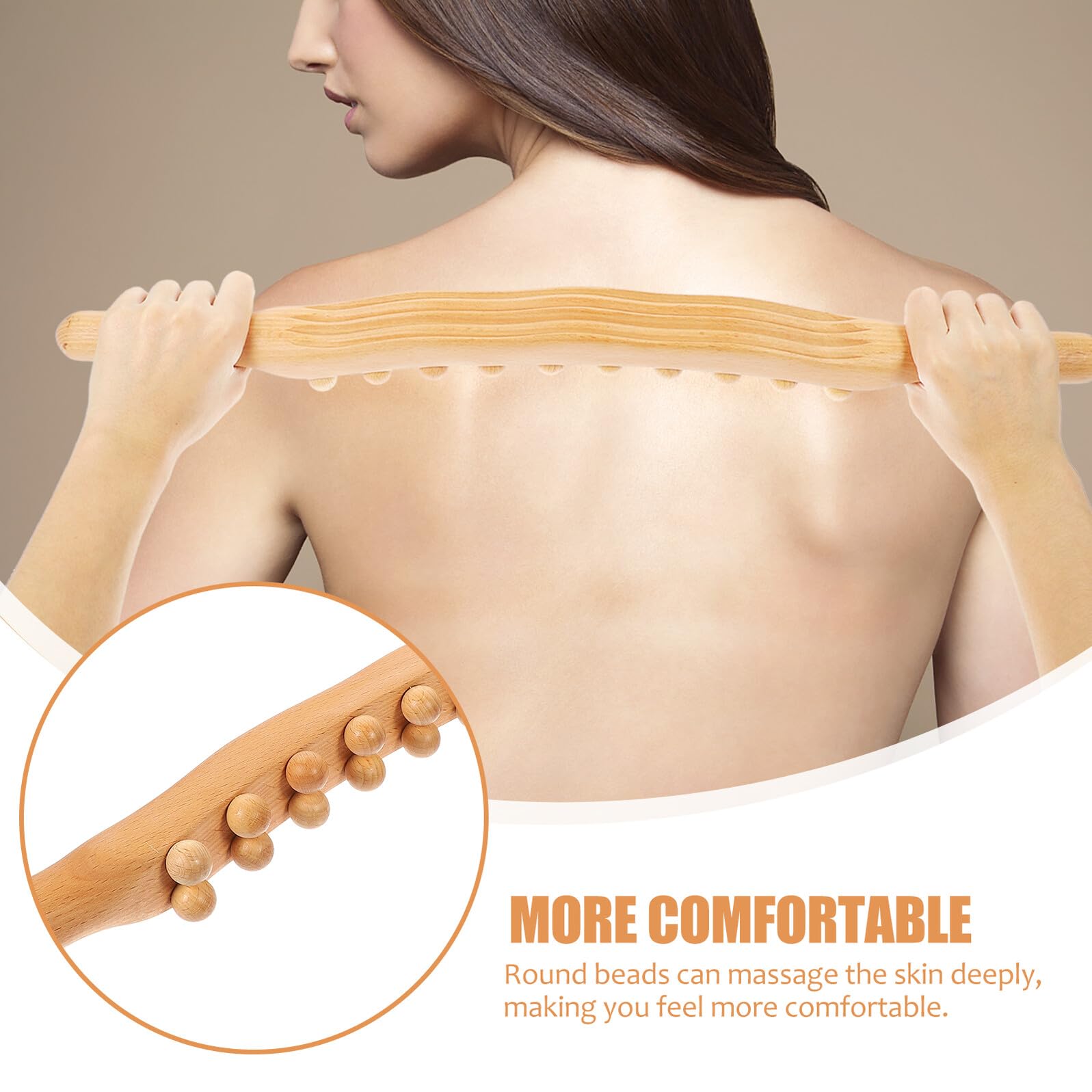 Angoily Strumento Massaggiatore in Legno Perline Rotonde, Massaggio Linfatico Portatile e Delicato sulla Pelle, per Massaggio Corpo a Casa in Viaggio
