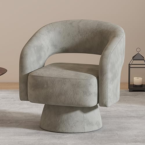 Miniatura 9 de Bonzy Home Silla Giratoria de Barril, Juego de 2 Sillones de Acento de Terciopelo con Brazos Silla de Club Giratoria de 360 Grados para Sala de