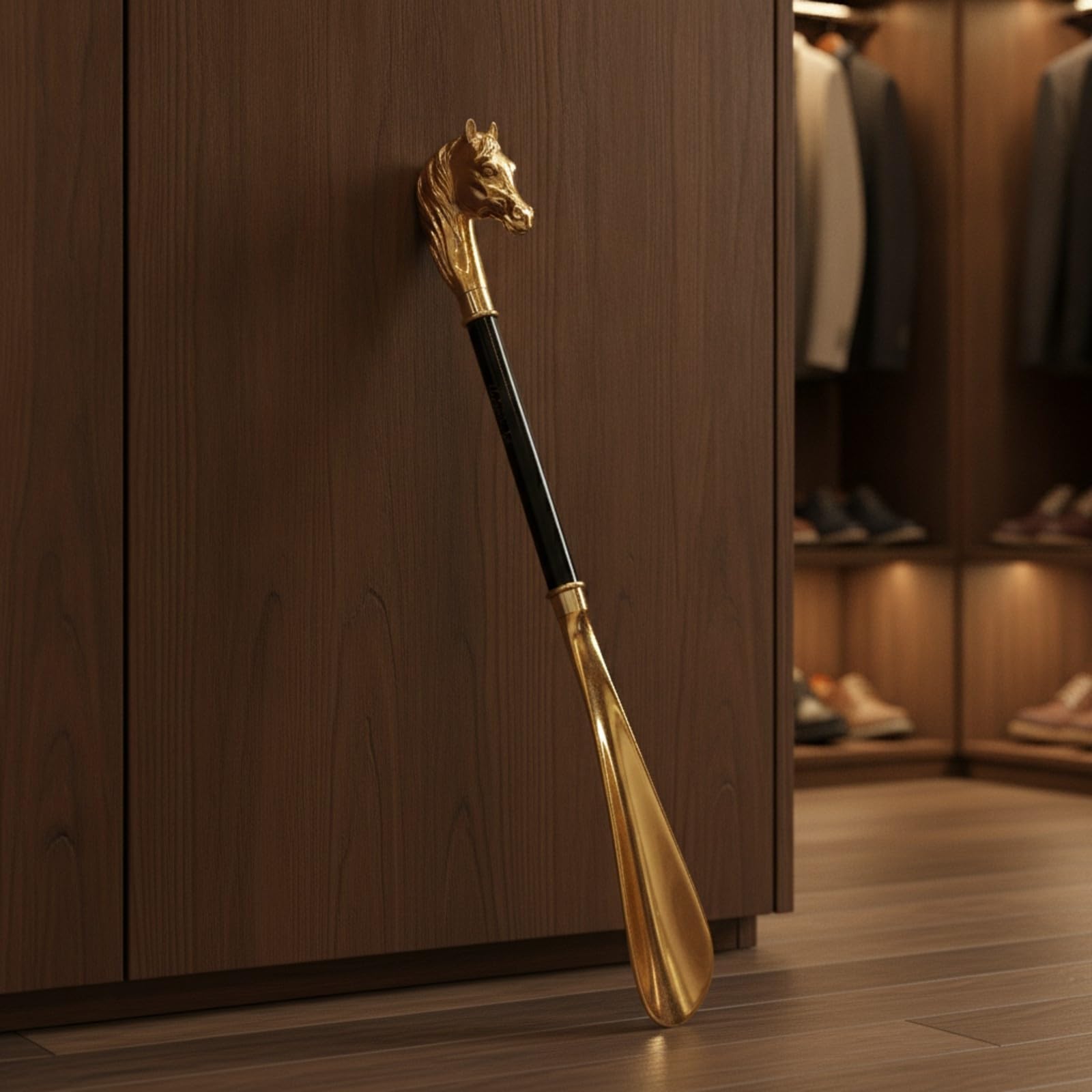 KESOTO Calzador con Cabeza corativo Calzador con Mango Largo Ergonómico para Adultos, Dormitorio, Oro, Largo