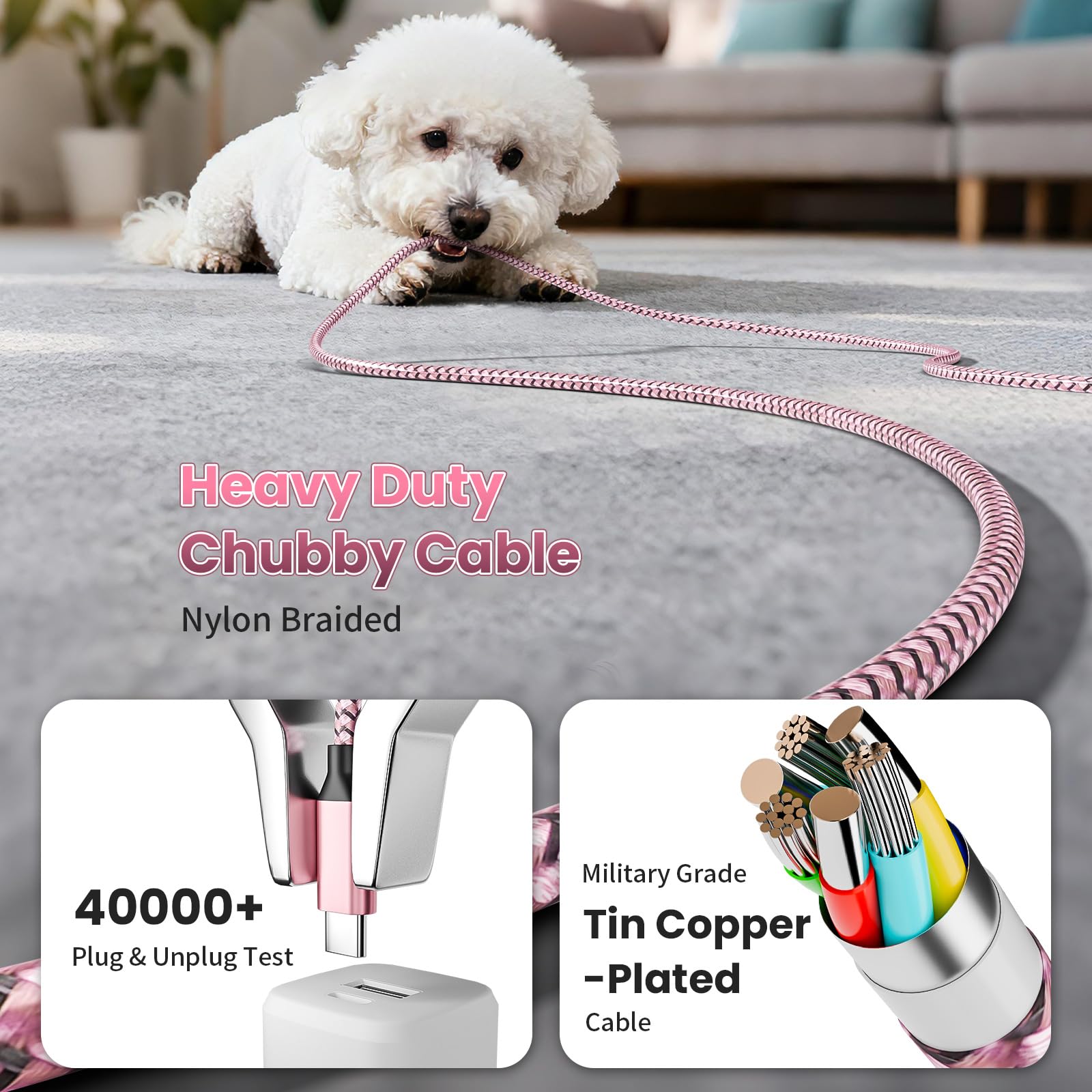 4 cavi di ricarica multipli di tipo C 4 in 1, 1,5 m, essenziale da viaggio per aerei e viaggi in crociera, USB C a 4 USB C, compatibile con iPhone 17-8, Android, iPad, Galaxy, tablet