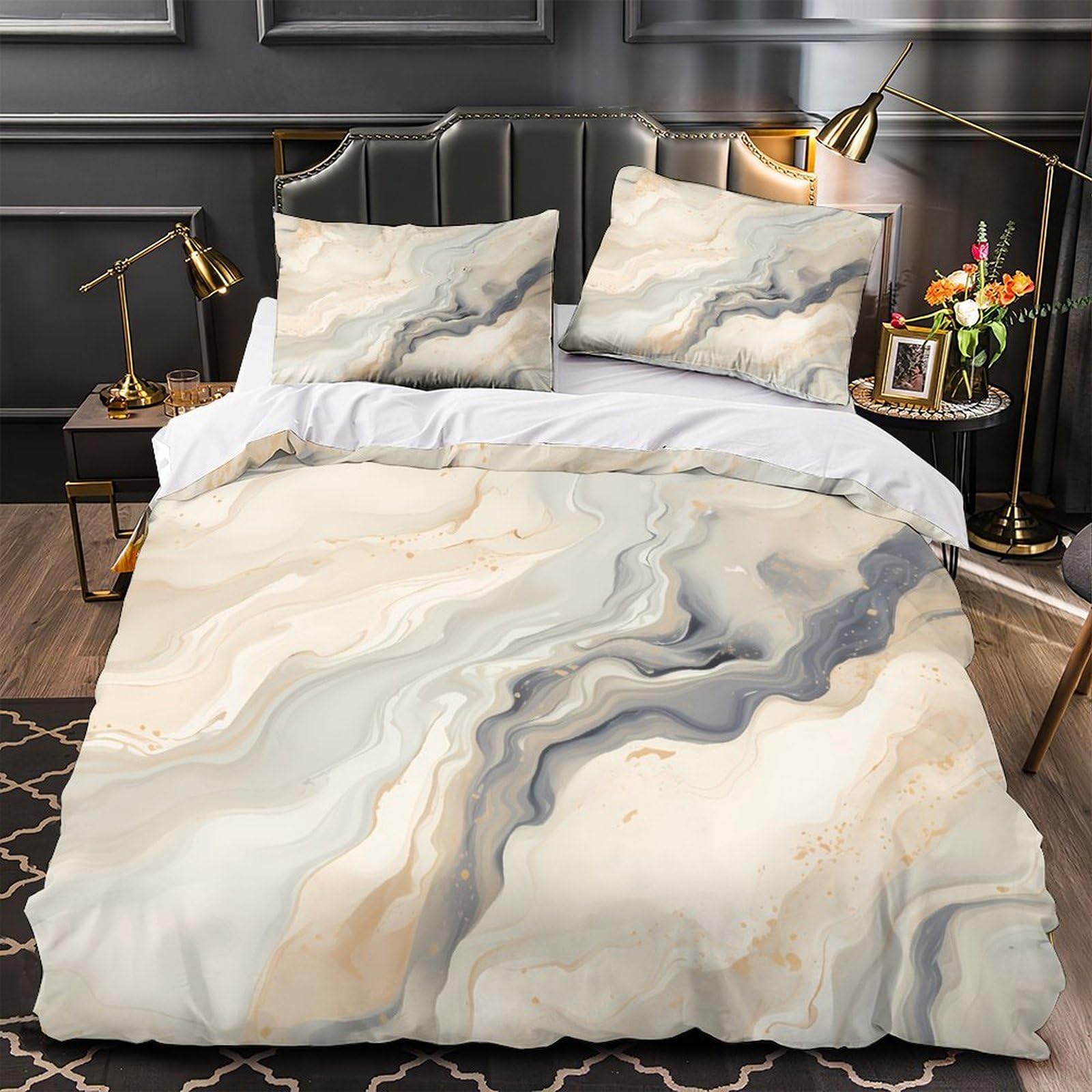 Housse de couette 135x200cm ondes abstraites en microfibre pour lit single