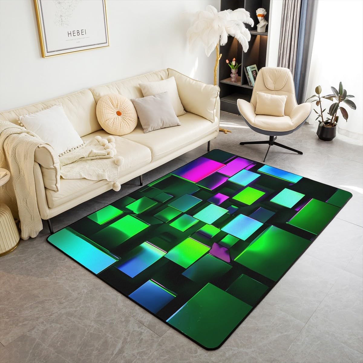 jejeloiu Red Area Rug 5x7 Strip Lines Living Room Rugs for Bedroom for Kids Geometric Modern Decor Carpet