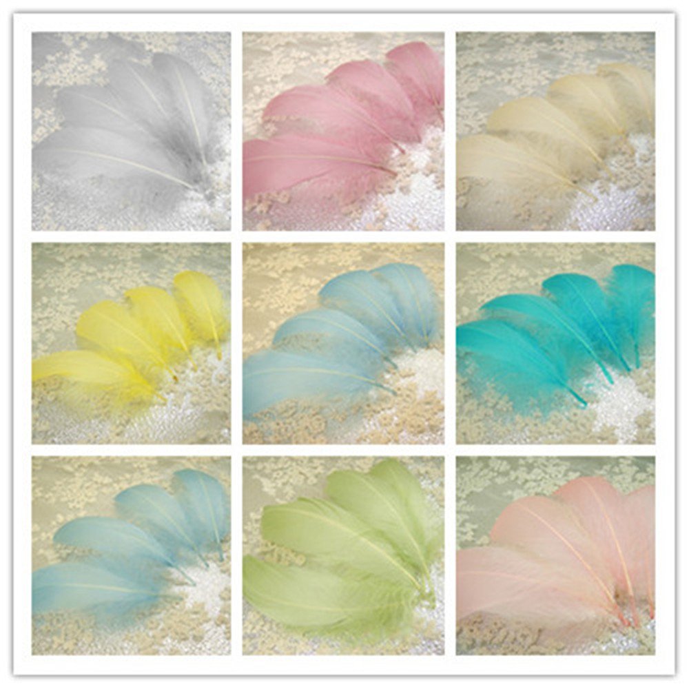 70 colori piume d'oca sciolte per cappelli Millinery Trimming Fascinators Craft Decorare Paralumi Costume Trim (verde pisello #54, 10 pezzi