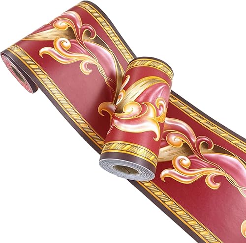 Papel tapiz autoadhesivo con diseño floral rojo, para encimera de cocina, azulejos, adhesivo para baño, cocina, pared, techo, 4.2 pulgadas x 32.8