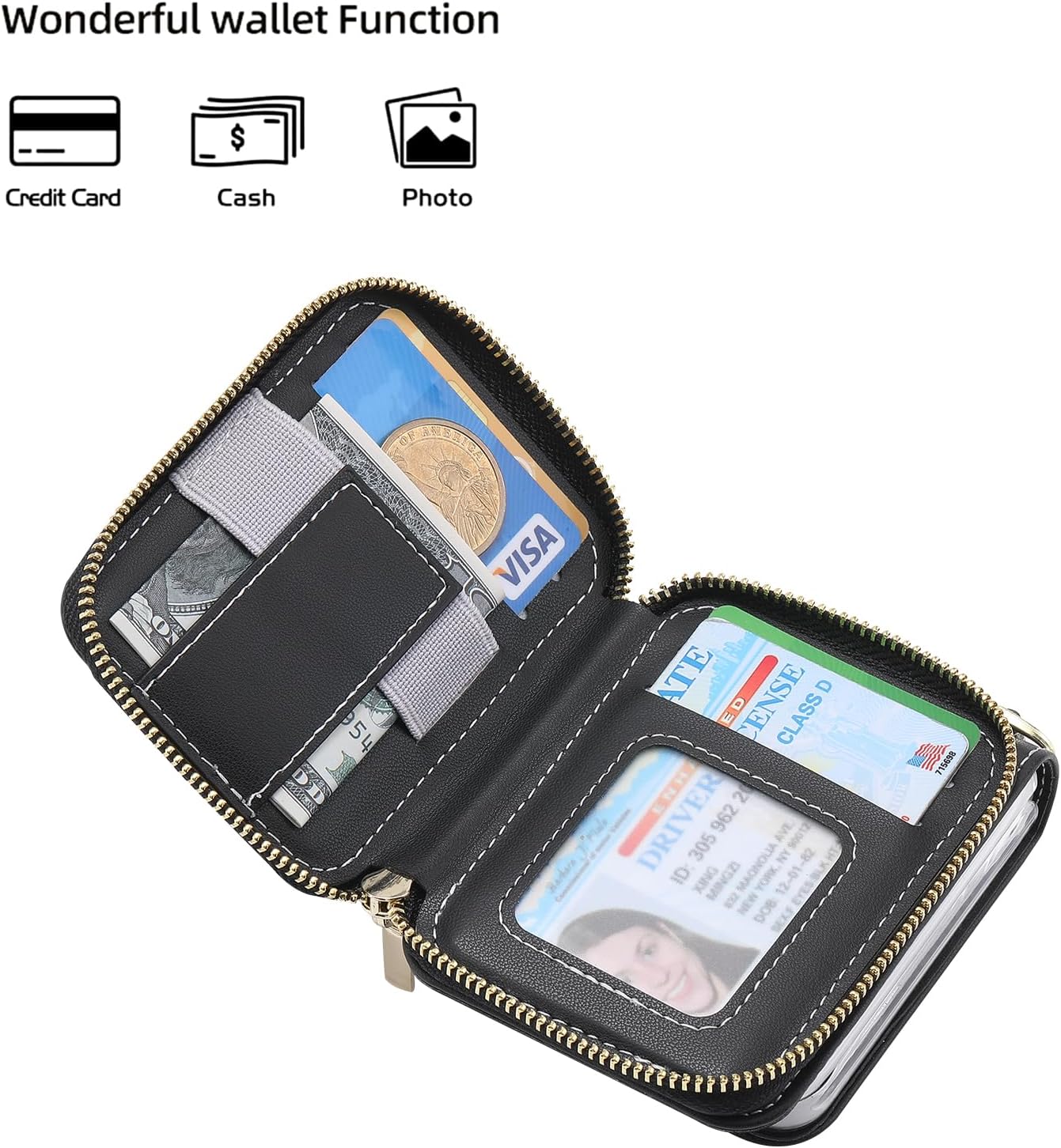 for Samsung Galaxy Z Flip 6/Flip 7 FE Luxurious Leather Zipper Wallet Case Offers 6 Card Slots, with Wrist Strap and Adjustable Shoulder Strap Like a Mini Backpack.(Black)