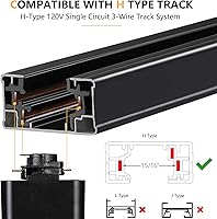 Vista 4 de VANoopee Cabezales de Iluminación de Riel GU10 Tipo H Negro, Cabezales de Luz de Riel LED Compatibles con Sistema Estilo Halo, Adaptador de Base