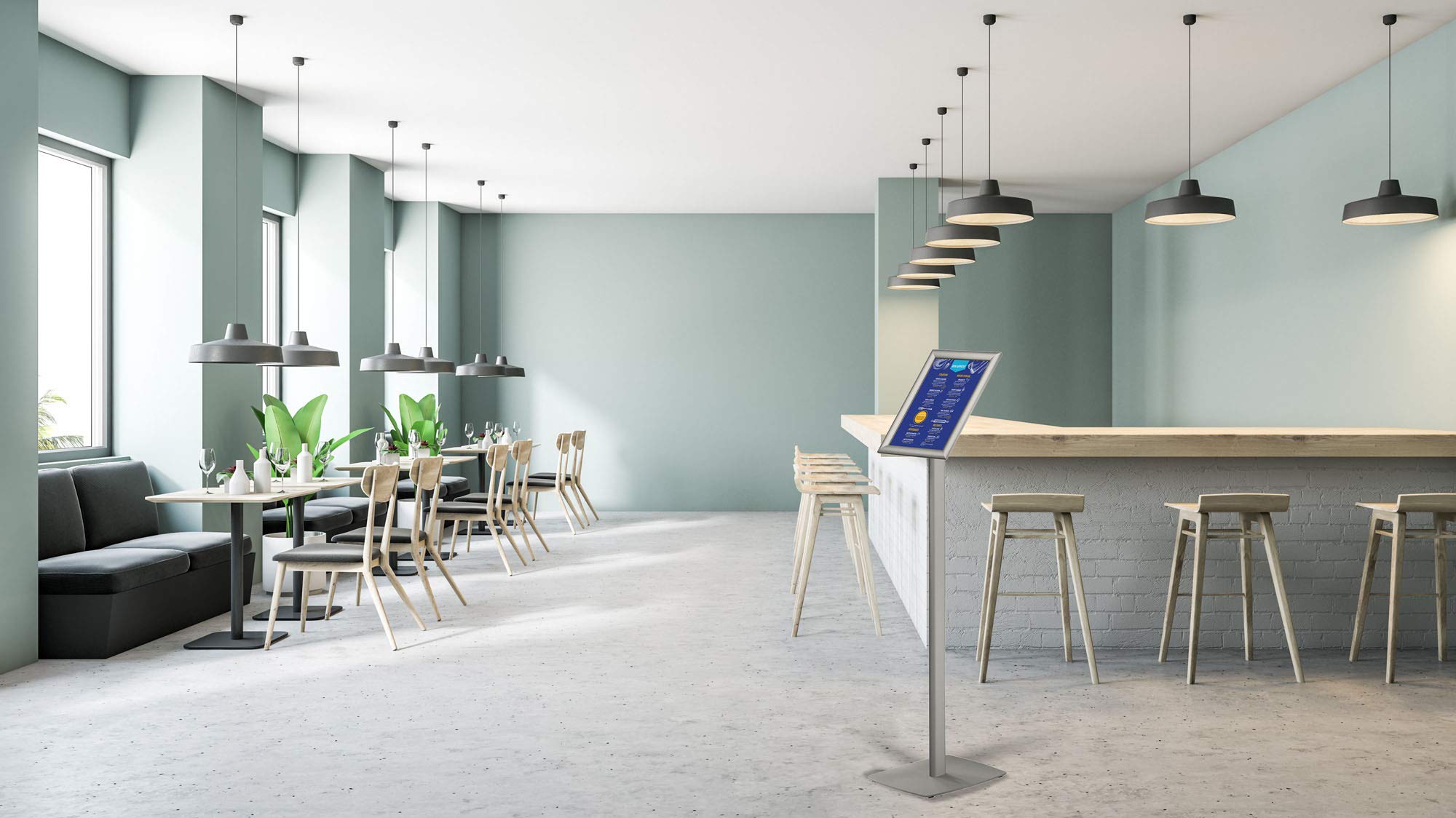 Europel Soporte magnético para carteles A4, ideal para publicidad, ofertas, informaciones o avisos con construcción de aluminio anodizado y cubierta antirreflejos