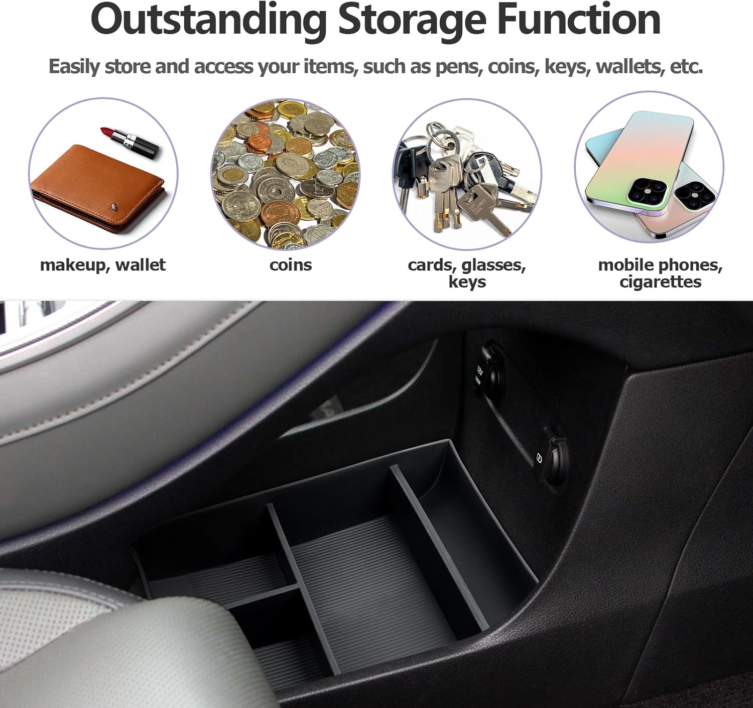 2025 Palisade Organizer for 2020 2021 2022 2023 2024 2025 Hyundai Palisade SE/SEL/XRT/Limited/Calligraphy Center Console Organizer Under Armrest Organizer Insert Tray 2025 Palisade Accessories 2PCS