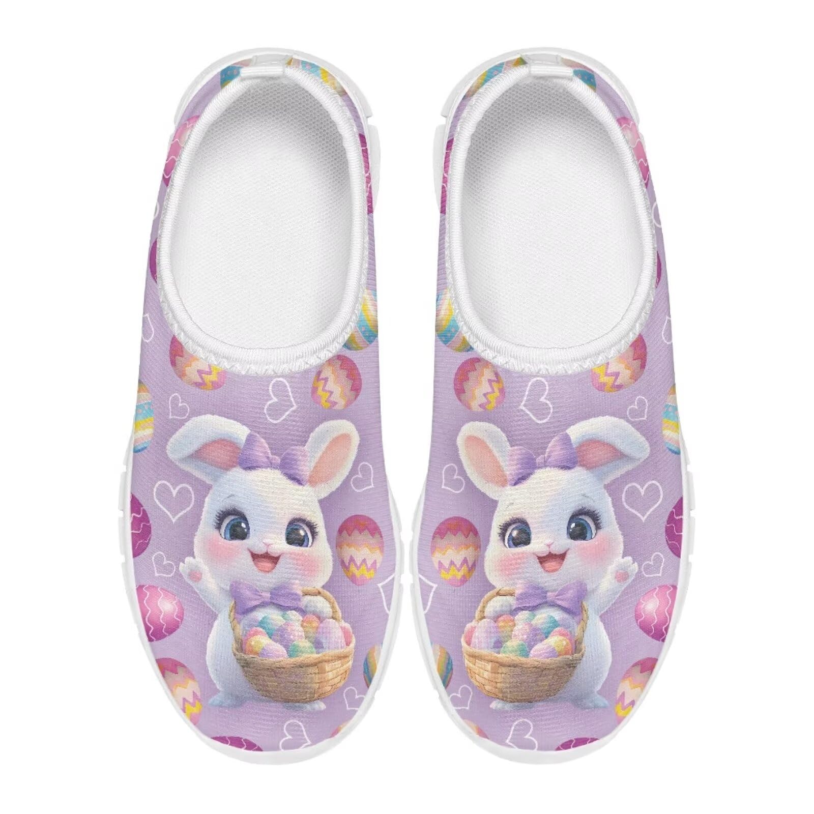 Doojoayie Little Girls Running Shoes Size 11 3D Bunny Easter Shoes for Girls Novelty Colorful Eggs Athletic Bowling Shoes Lightweight Grade School Kids Easter Party Favors