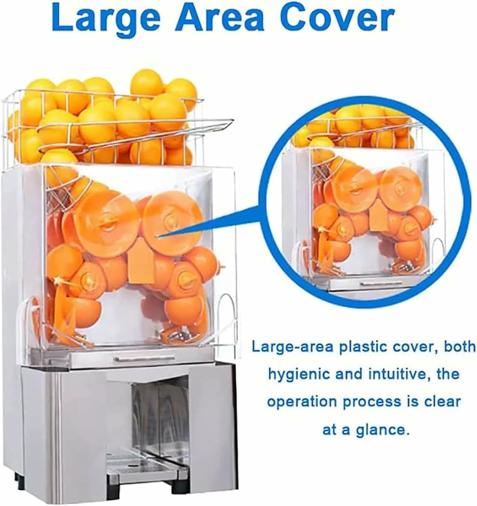 Máquina Comercial para Hacer Zumo De Naranja Fresco, Exprimidor Eléctrico De Cítricos De 120 W con Alimentación Y Pelado Automáticos, Exprimidor De Acero Inoxidable, 20 Naranjas por Minuto.