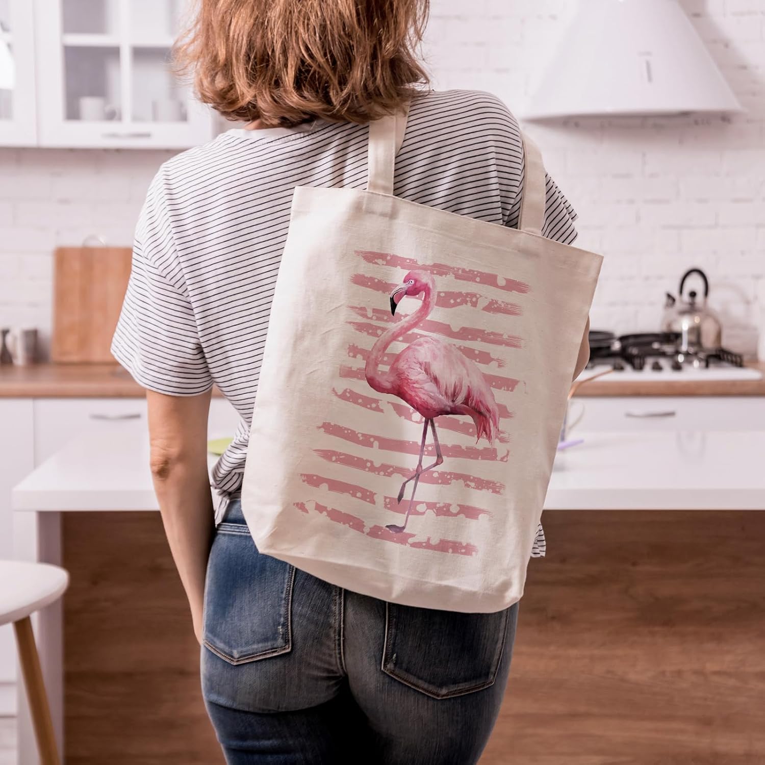 Sieral 2 Pcs Animal Lover Bag Gift for Women Travel Canvas Tote Portable Zipper Pouch Canvas Reusable Grocery Tote - Image 7