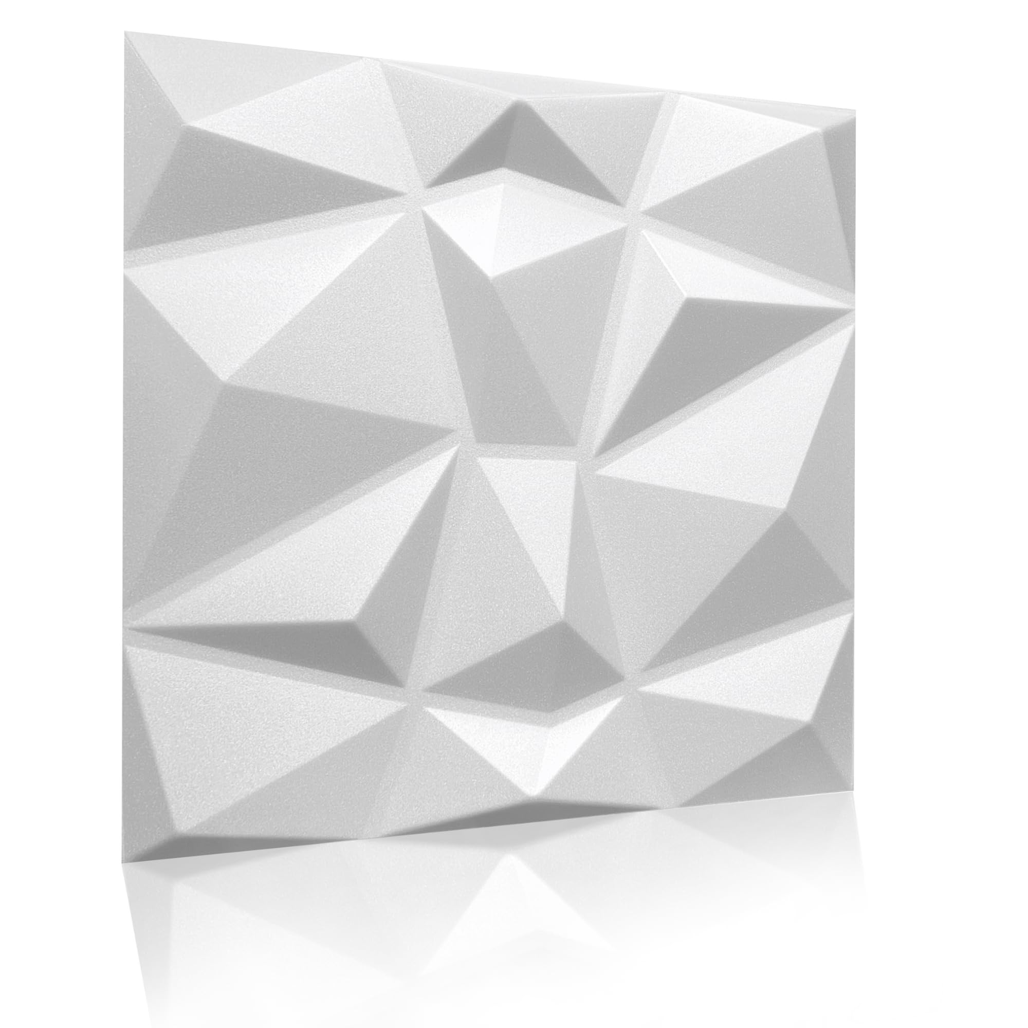 Eurodeco 3D Wandpaneele - 3D Wandverkleidung aus Polystyrol XPS Styropor - Dekoren Deckenpaneele - Wanddeko Platten - 50 x 50 cm, 3 mm Stärke, Diamant Weiß, 8 Stück (2m²)