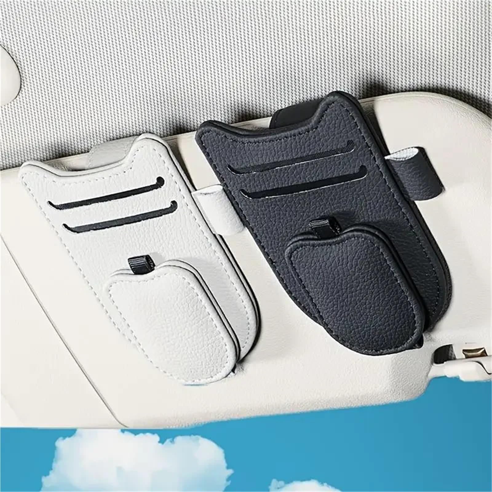 Parasol For Coche, Soporte For Gafas, Clip, Paquete De Tarjetas Gran Capacidad, Accesorios Multifuncionales For Organizar(White 2pcs)