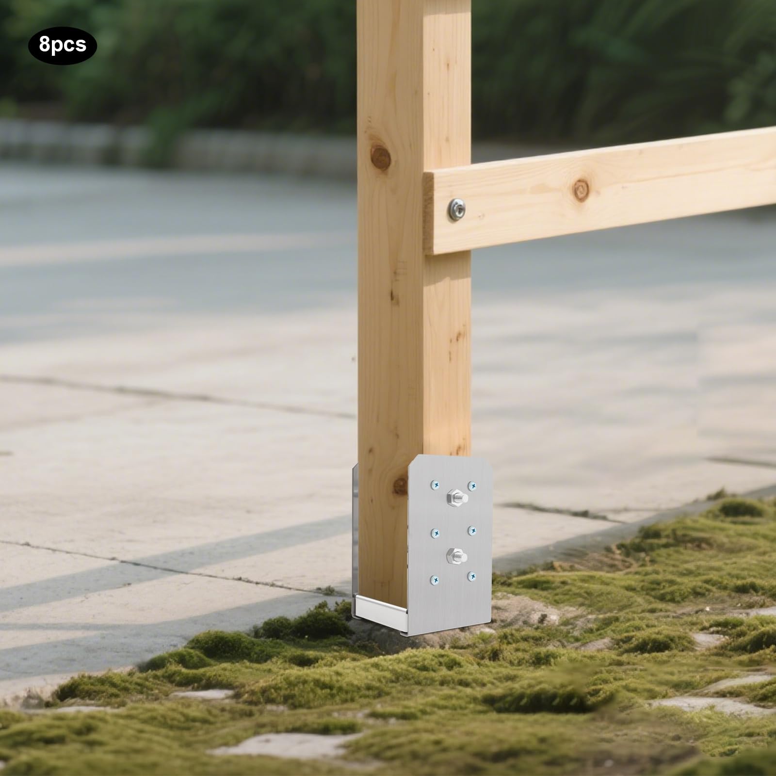 Base de postes, 8 unidades, anclajes de 9 x 9,2 x 15 cm (por pieza) para valla de madera, anclaje para postes de pérgola