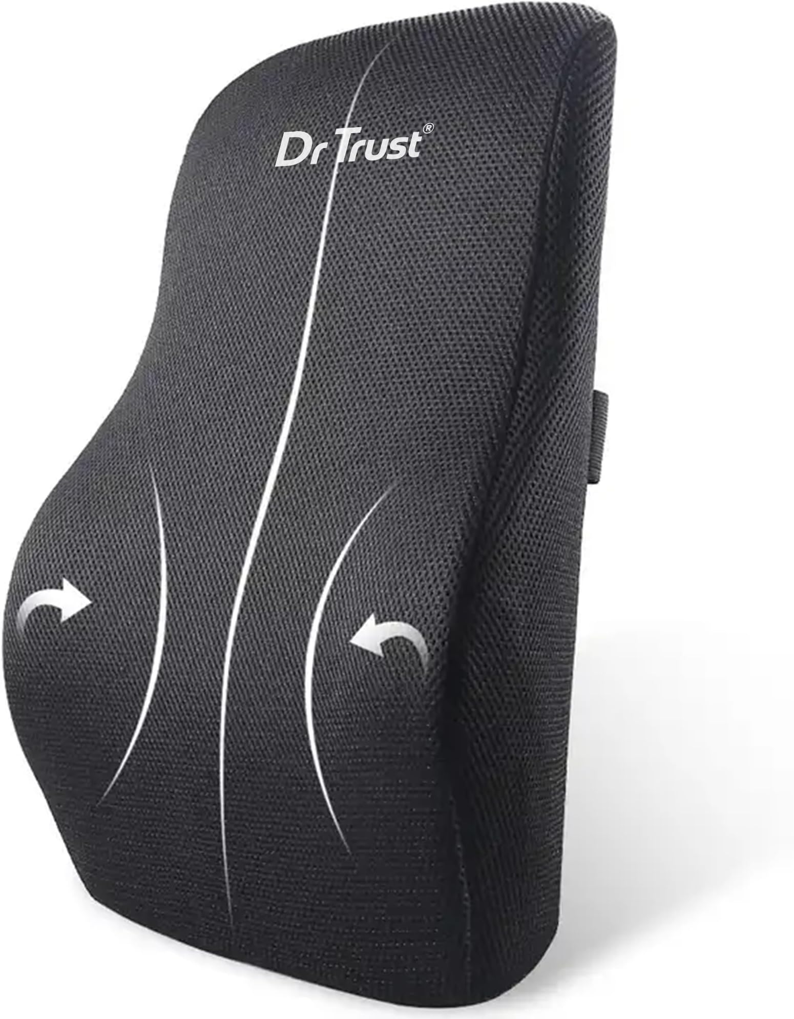 Dr Trust USA Backrest for Car Seat, Office Chair to Sit Up Right, Orthopaedic Memory Foam Cushion/Pillow Back Pain Relief, Lumbar Support, Spine Alignment, and Posture Correction - 360, Black