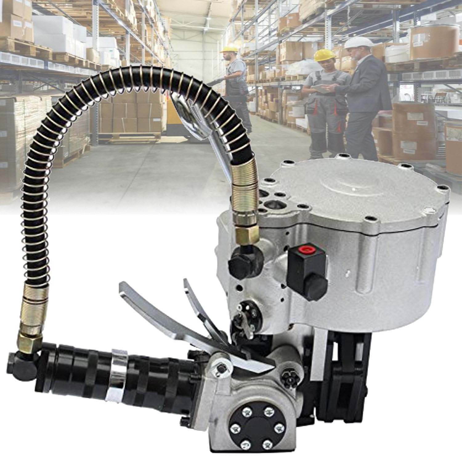 Chuozi One Color Pneumatic Steel Strapping Machine, Hot Melt Baler, Heavy Duty Tensioner And Cutter Sealer, Manual Metal Banding