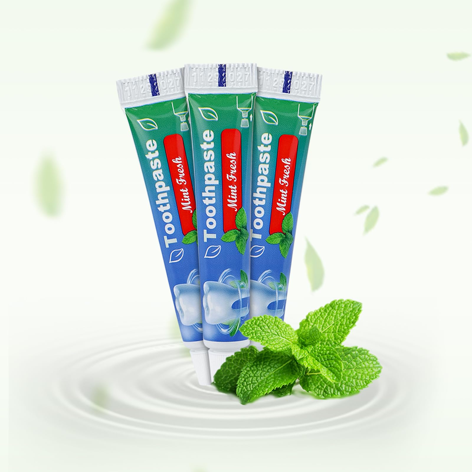 Pasta de dientes de 9,9 g de tamaño de viaje a granel, 50 tubos, sabor a menta, mini pasta de dientes desechable para hoteles, invitados, personas sin hogar, oficina