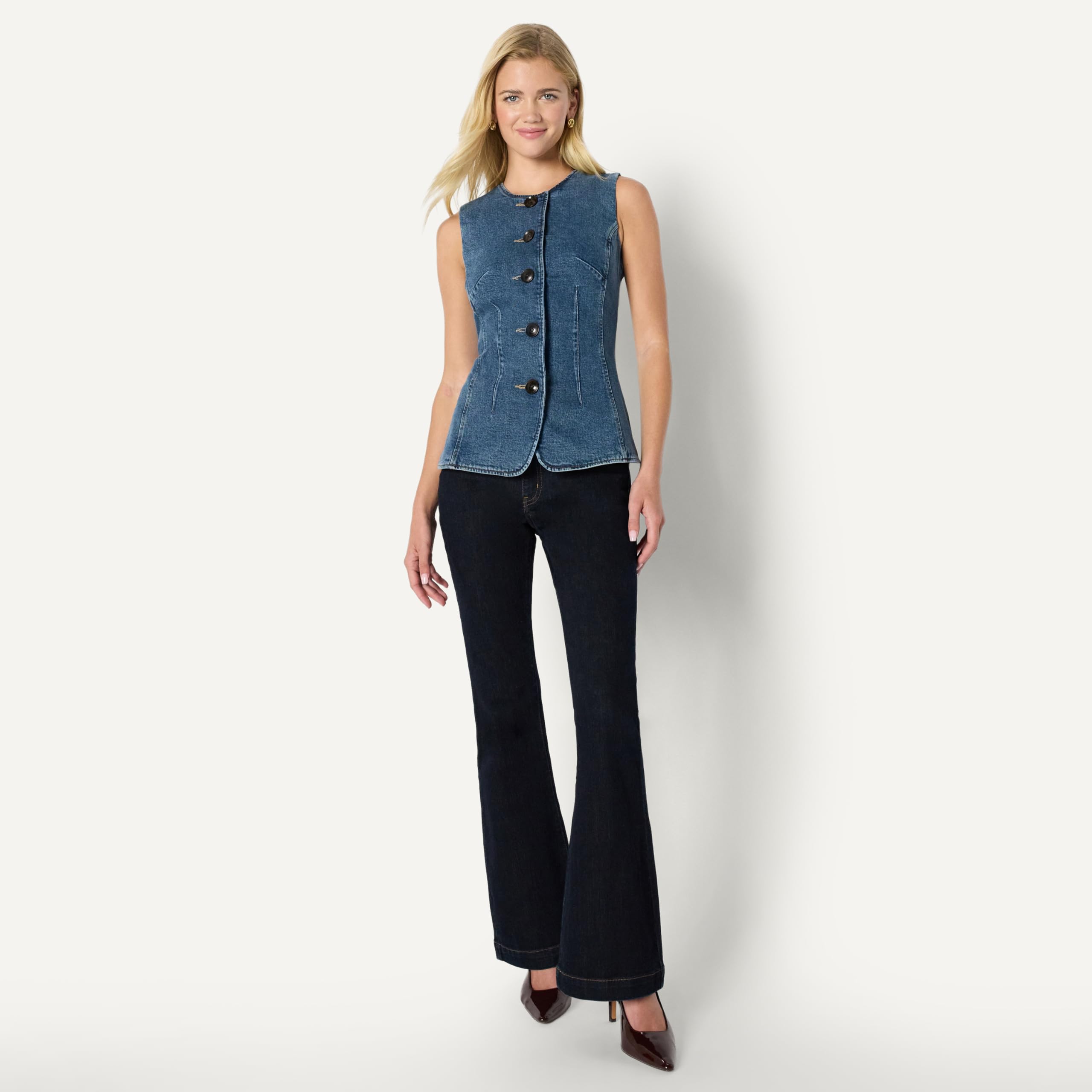 Amazon Essentials Chaleco Vaquero Abotonado de Corte Regular Mujer