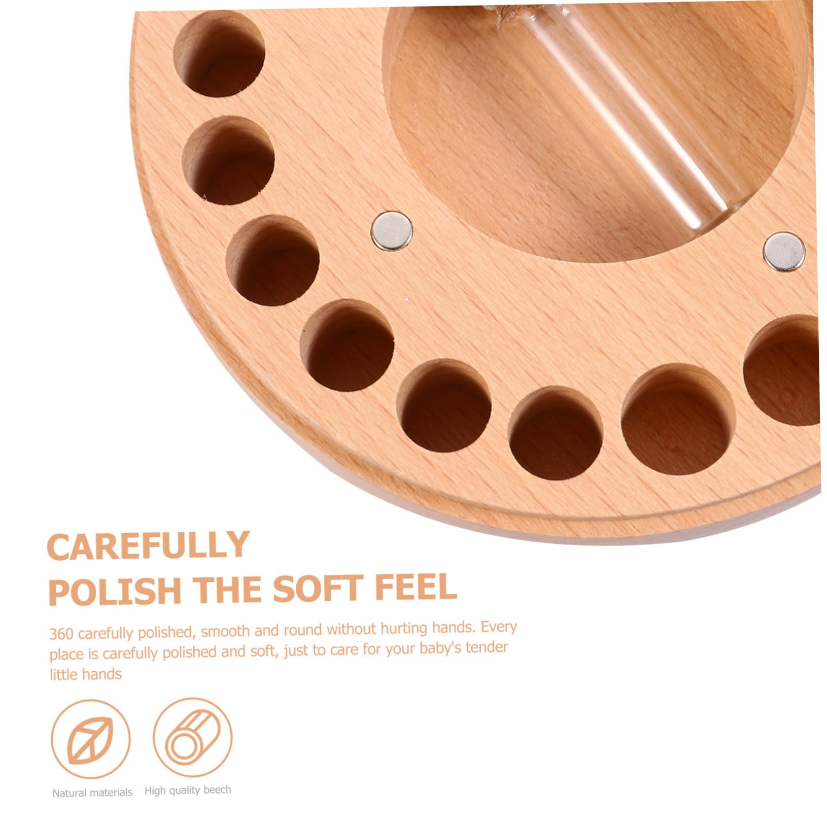 Caja para Guardar Dientes de Leche de Madera, Organizador de Colección para Ñiño y Niño, Beige, para Obsequio de Cumpleaños o Año