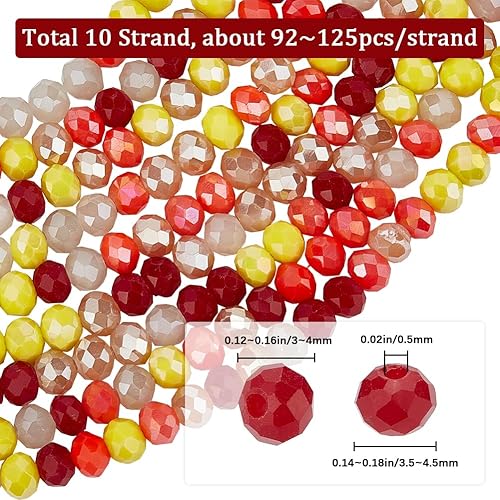 Miniatura 8 de Beebeecraft Alrededor de 1000 cuentas de vidrio de 0.157 pulgadas (0.157 in) de cristal carmesí multicolor facetadas Roundel Briolette cuentas