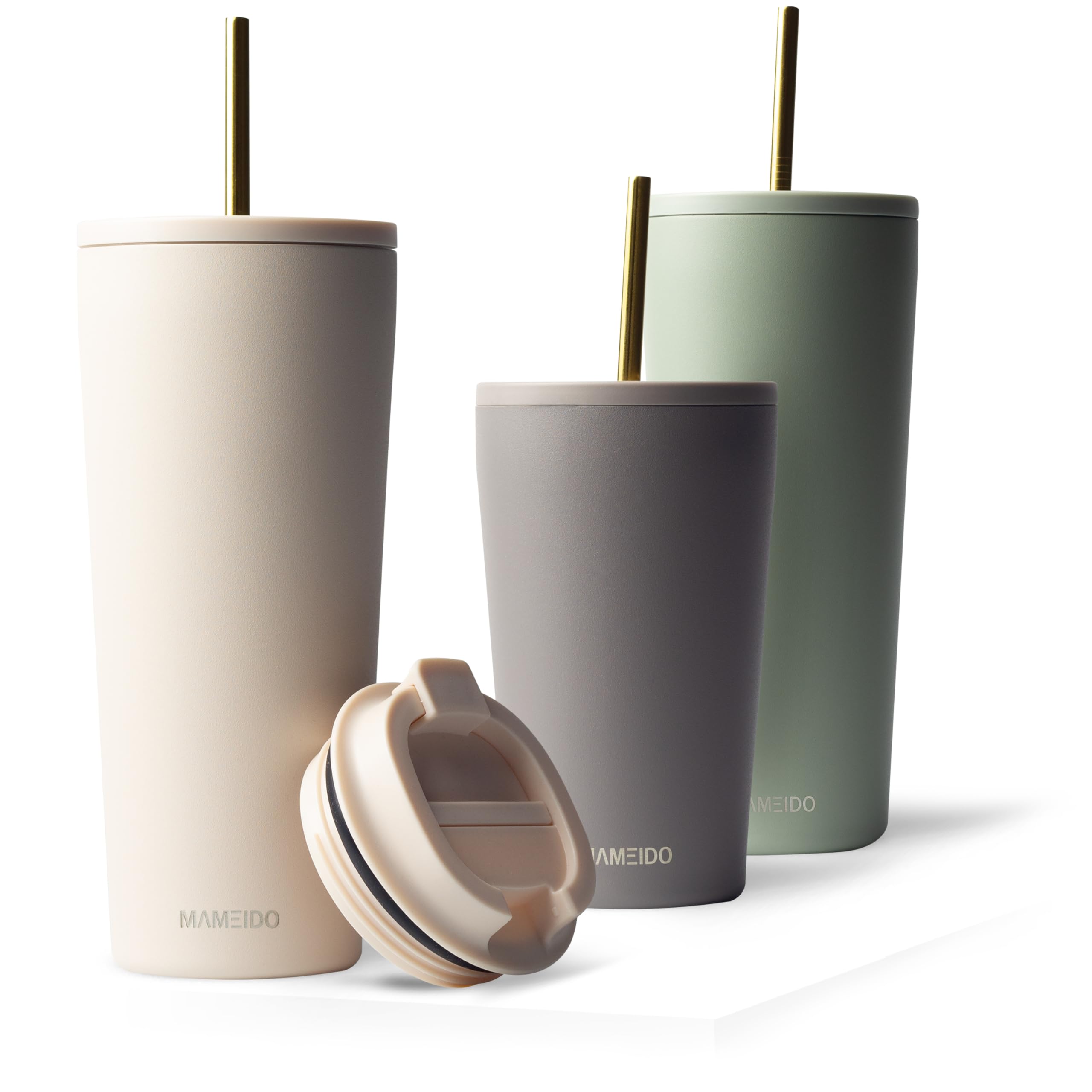 MAMEIDO Insulated Coffee Cup, Tumbler with Straw and Lid 700 ml, Leakproof Travel Mug BPA-Free