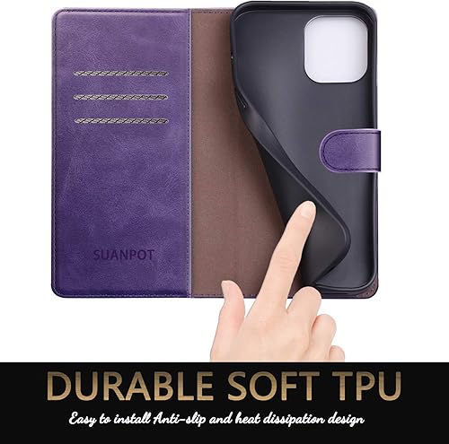 Miniatura 6 de SUANPOT Funda de piel tipo cartera para iPhone 1212 Pro 6.1 (no 12 Pro Max de 6.7 pulgadas) con bloqueo RFID, tarjetero y tarjetero con tapa
