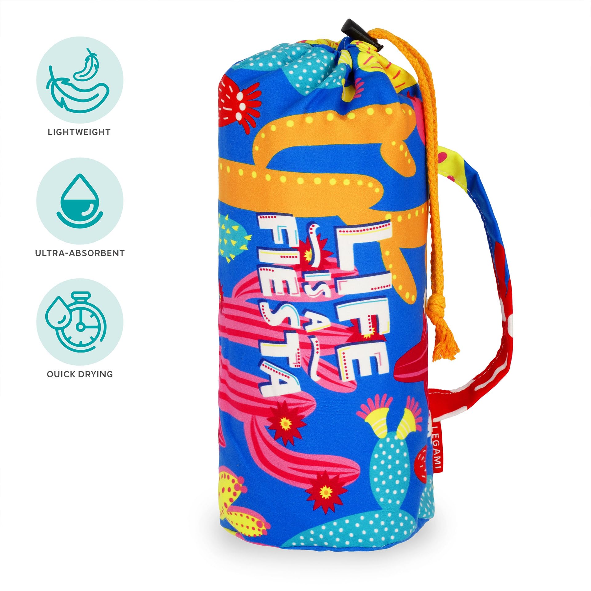 Maxi Serviette Plage Legami Travel 175x200 Cm – Séchage Rapide Microfibre, Ultra Absorbante & Compacte