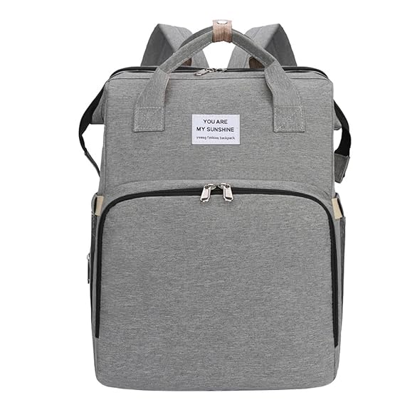 CreaNex Diaper Bag Backpack with Changing Station, Baby Travel Changing Gear, Grey, Classic