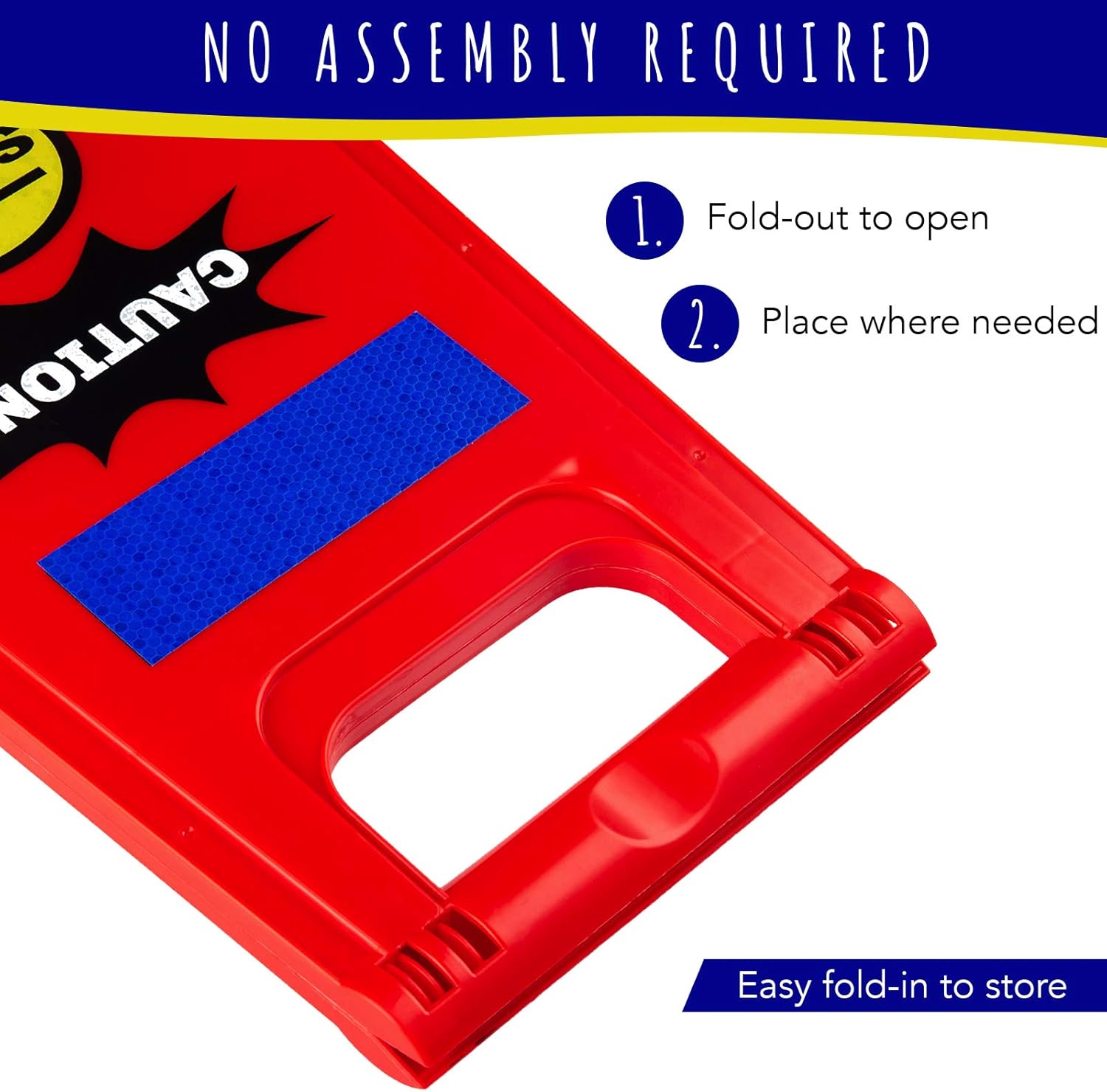 Reflective, Double-Sided, Bright Red Safety Signs for Kids at Play - Set of 4 - Foldable Standing Signs Ideal for Streets, Yards, Schools, and Playgrounds to Signal Drivers to Slow Down