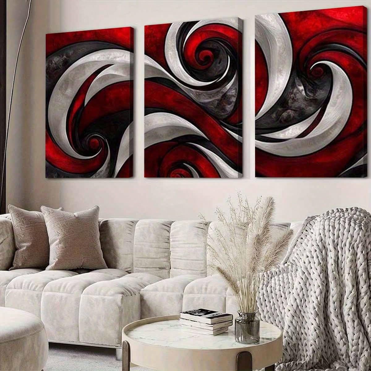 3 lienzos decorativos con estampado abstracto de ondas en espiral para la decoración del hogar (50x70cm x 3 / Sin marco)