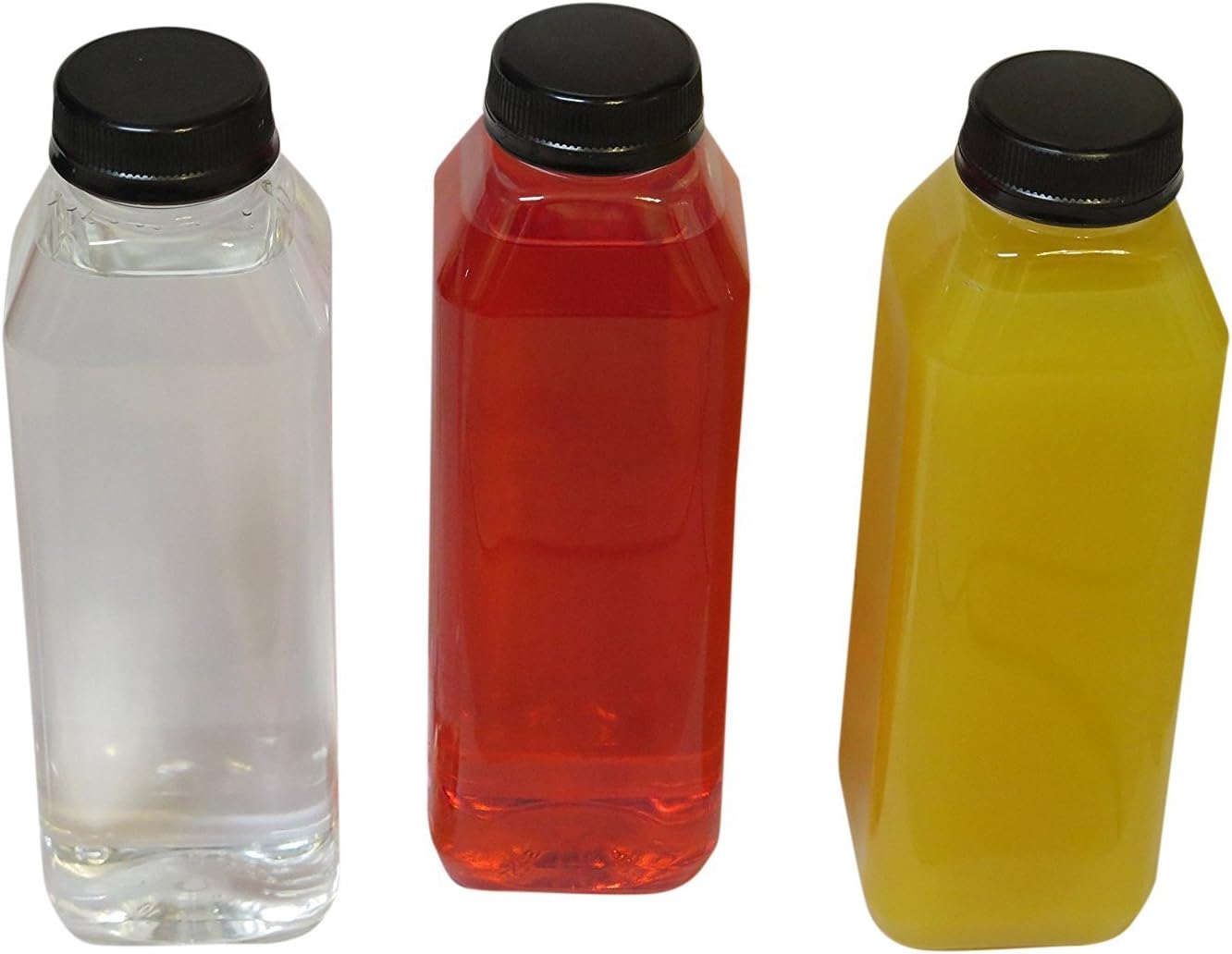 Decony Plastic Juice Bottles - 8 Pcs 16Oz Juice Bottles with with Tamper Evident Caps, Labels & Straws- Reusable Juice Bottles for Juicing Smoothie & Homemade Beverages