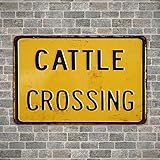 Aluminium Sign Cattle Crossing Sign, Vintage Looking Reproduction Farm Sign Vintage Wall Decor 8' x 12',24ja11saA22