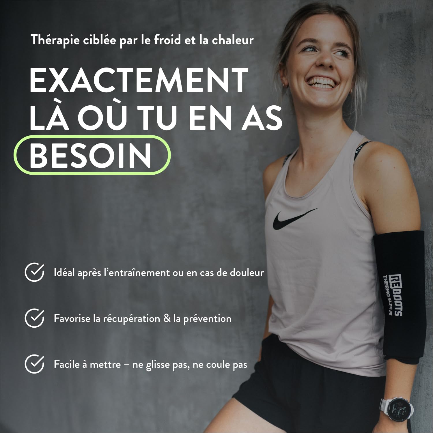 Thermo Sleeve | Bandage | Thérapie par le chaud et le froid | Contre les inflammations | Pour la régénération | Coussin chaud et rafraîchissant | Taille L
