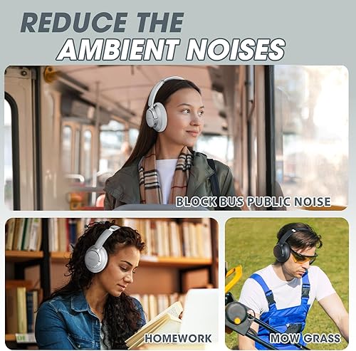 Miniatura 7 de BERIBES Auriculares Bluetooth híbridos con cancelación activa de ruido mejorados con modos transparentes, 65 horas de reproducción, auriculares